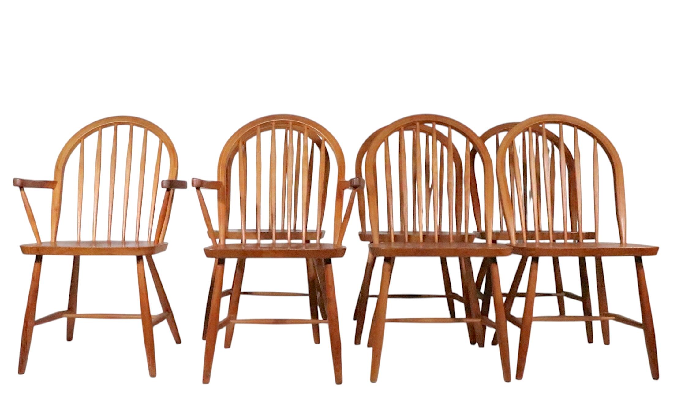 Ensemble de 7 chaises de salle à manger de style Windsor de style moderne danois du milieu du siècle KD Sun Furniture en vente 7