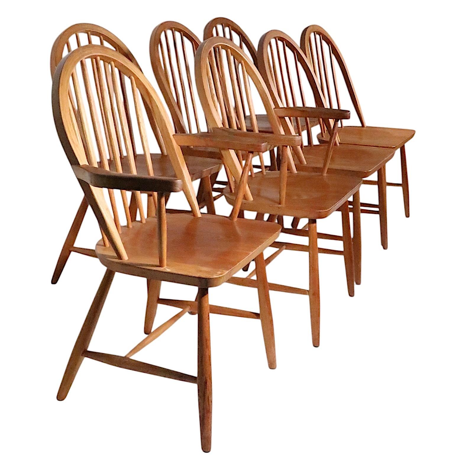 Ensemble de 7 chaises de salle à manger de style Windsor de style moderne danois du milieu du siècle KD Sun Furniture en vente 8