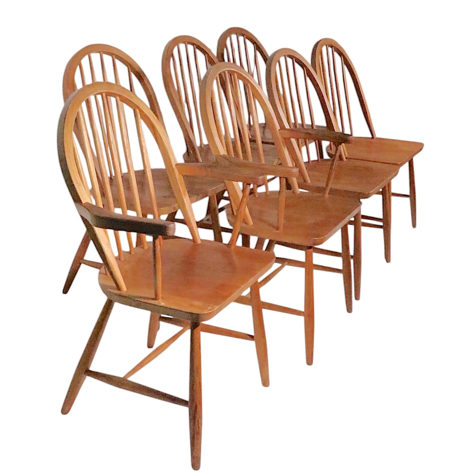 Ensemble de 7 chaises de salle à manger de style Windsor de style moderne danois du milieu du siècle KD Sun Furniture en vente 9