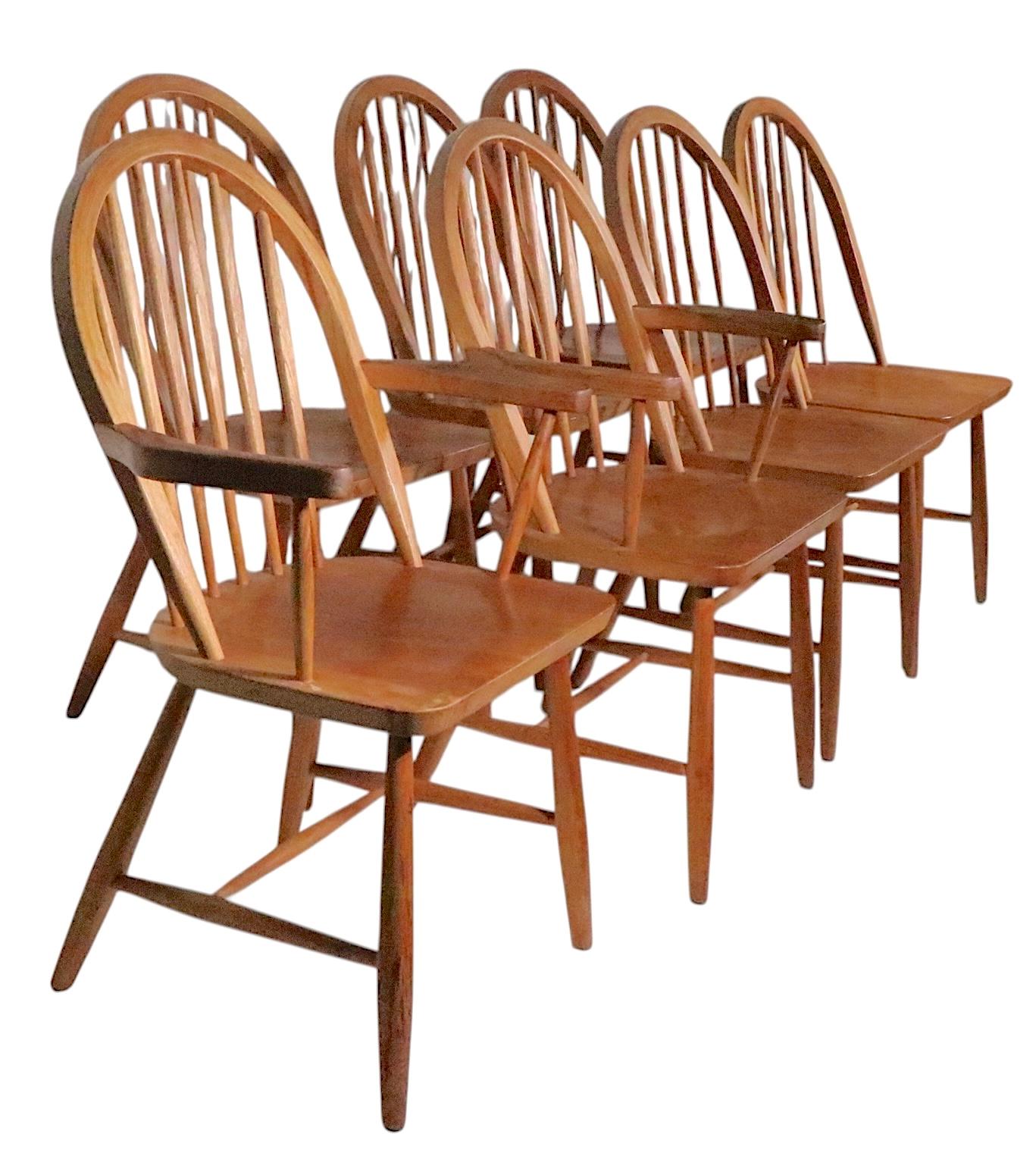 Ensemble de 7 chaises de salle à manger de style Windsor de style moderne danois du milieu du siècle KD Sun Furniture en vente 10