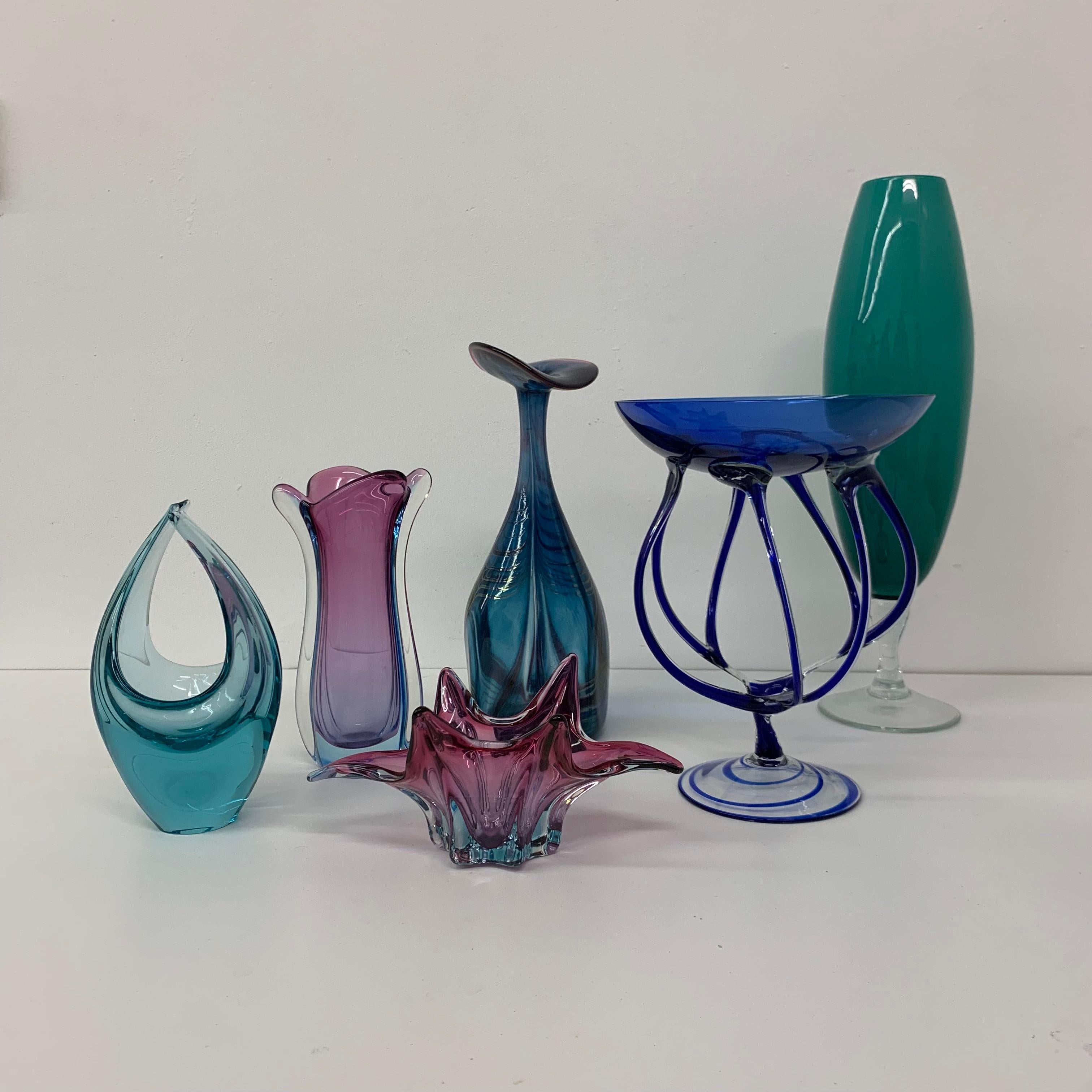 Set of 7 Midcentury Design Glass Vase / Bowl, 1960s For Sale 7