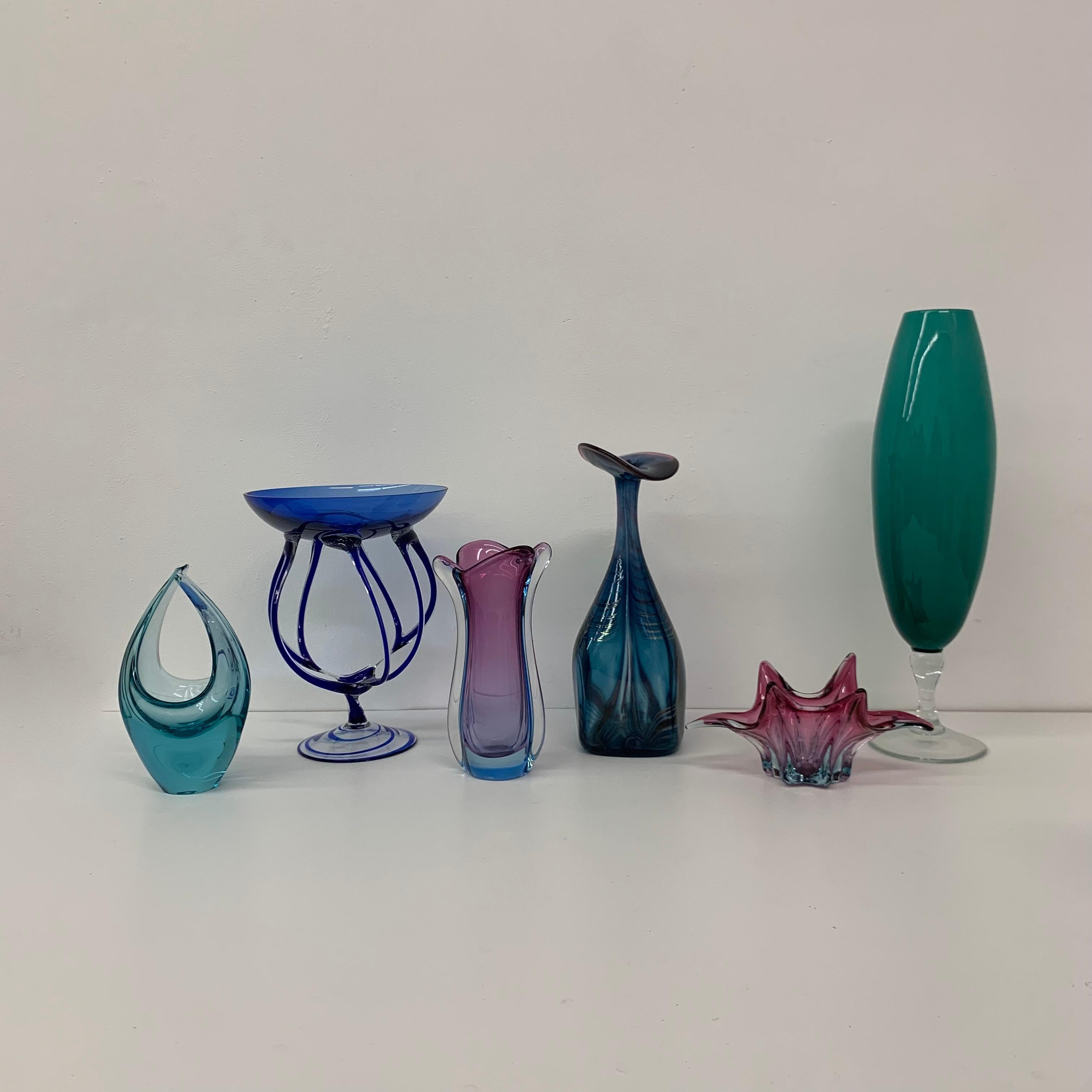 Set of 7 Midcentury Design Glass Vase / Bowl, 1960s For Sale 8