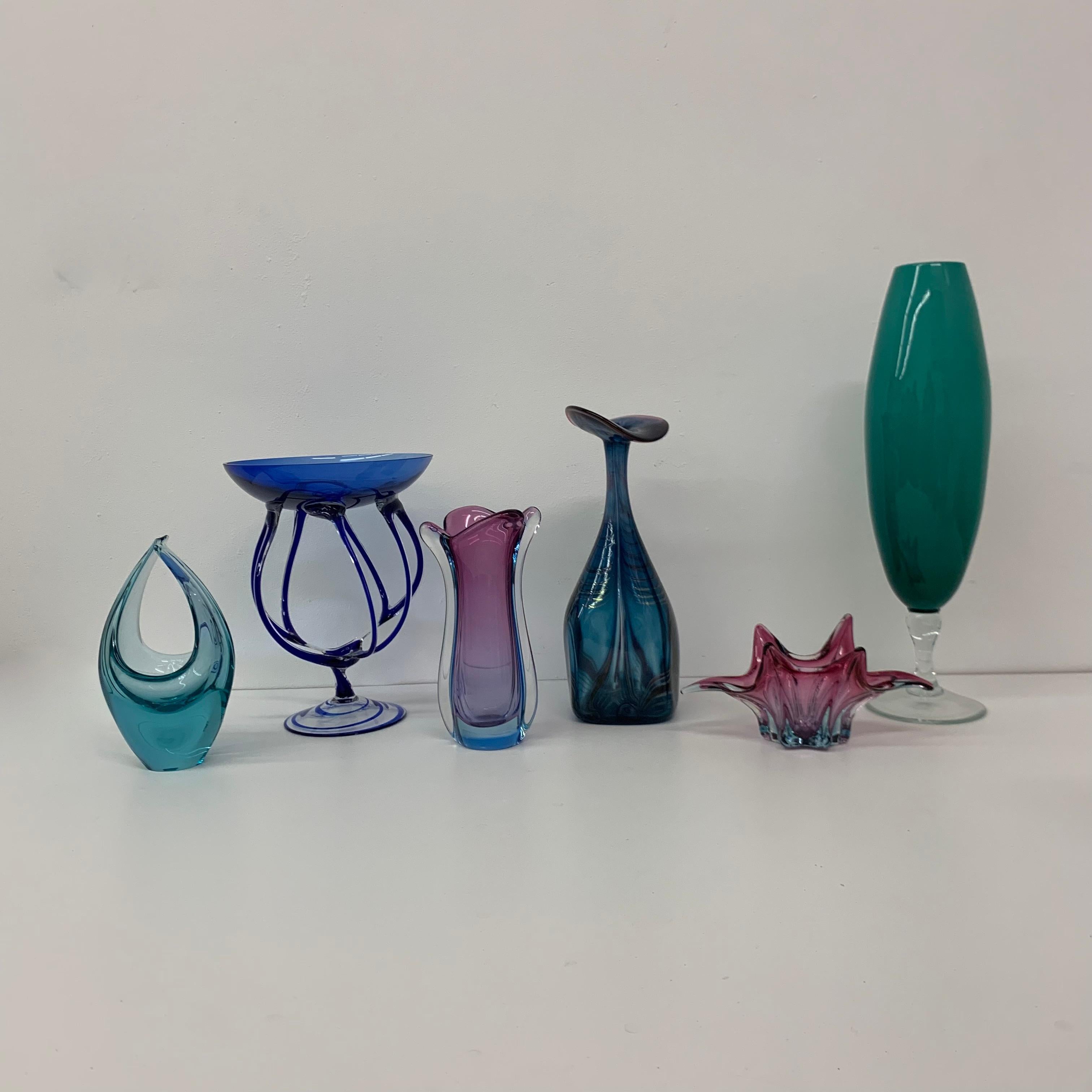 Set of 7 Midcentury Design Glass Vase / Bowl, 1960s For Sale 9