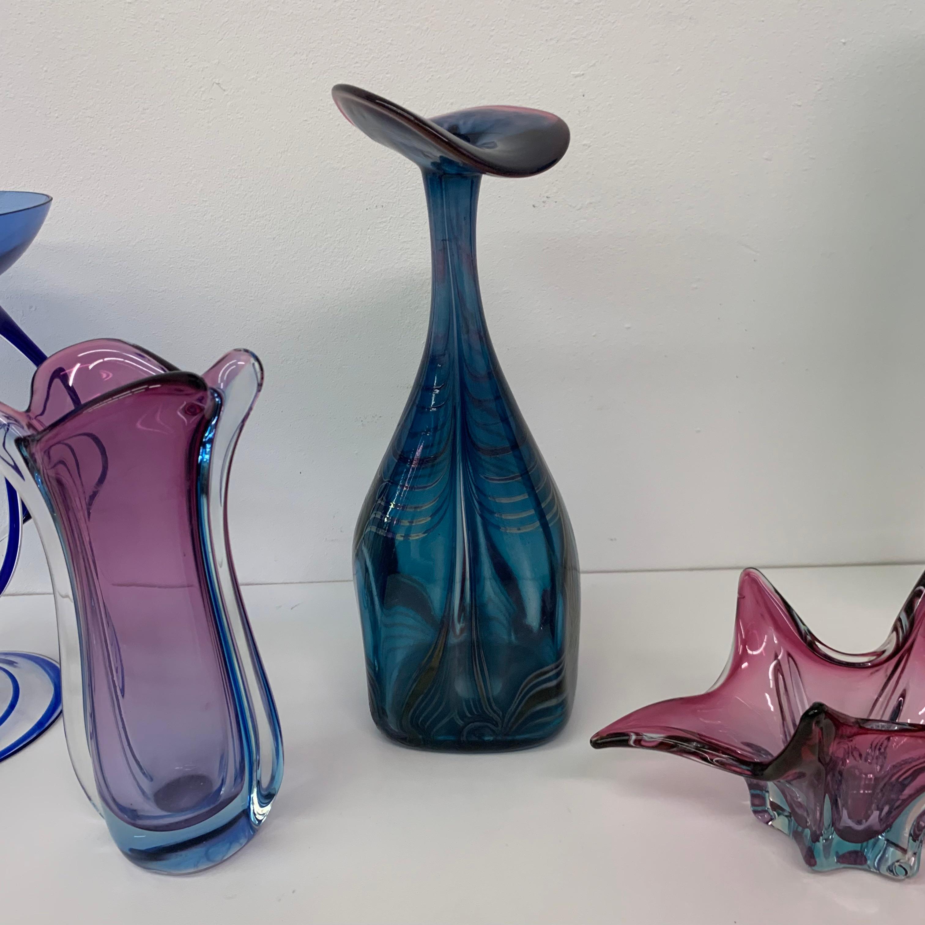 Set of 7 Midcentury Design Glass Vase / Bowl, 1960s For Sale 11