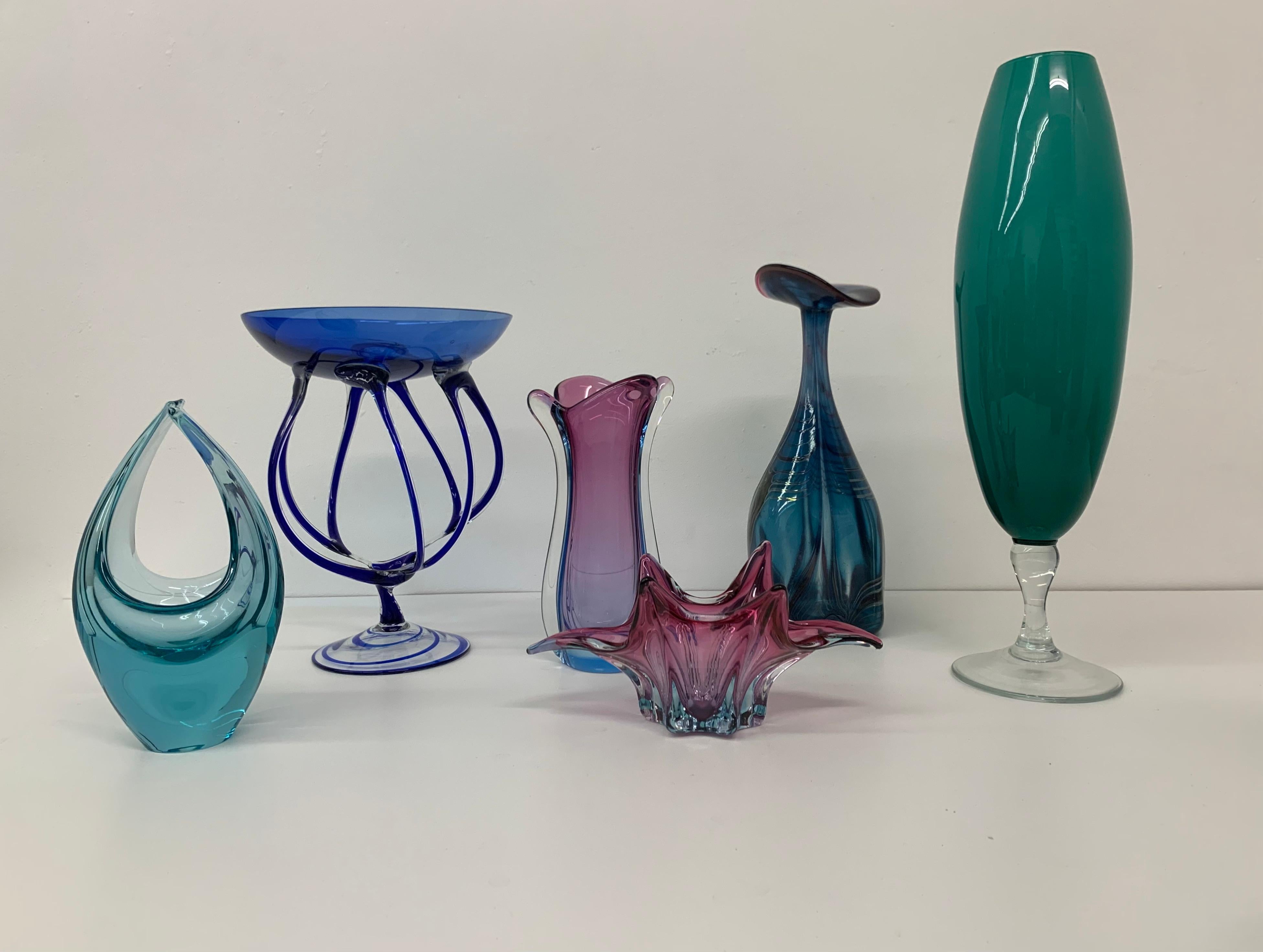 Mid-Century Modern Set of 7 Midcentury Design Glass Vase / Bowl, 1960s For Sale