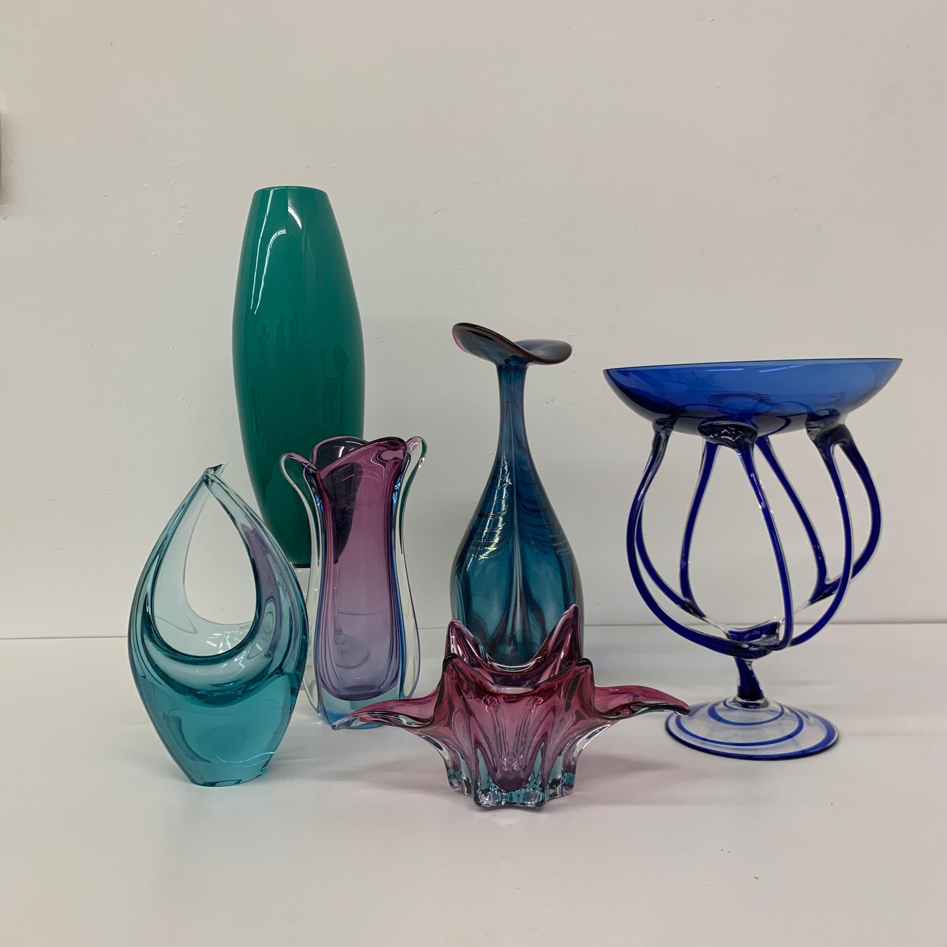 Set of 7 Midcentury Design Glass Vase / Bowl, 1960s For Sale 2