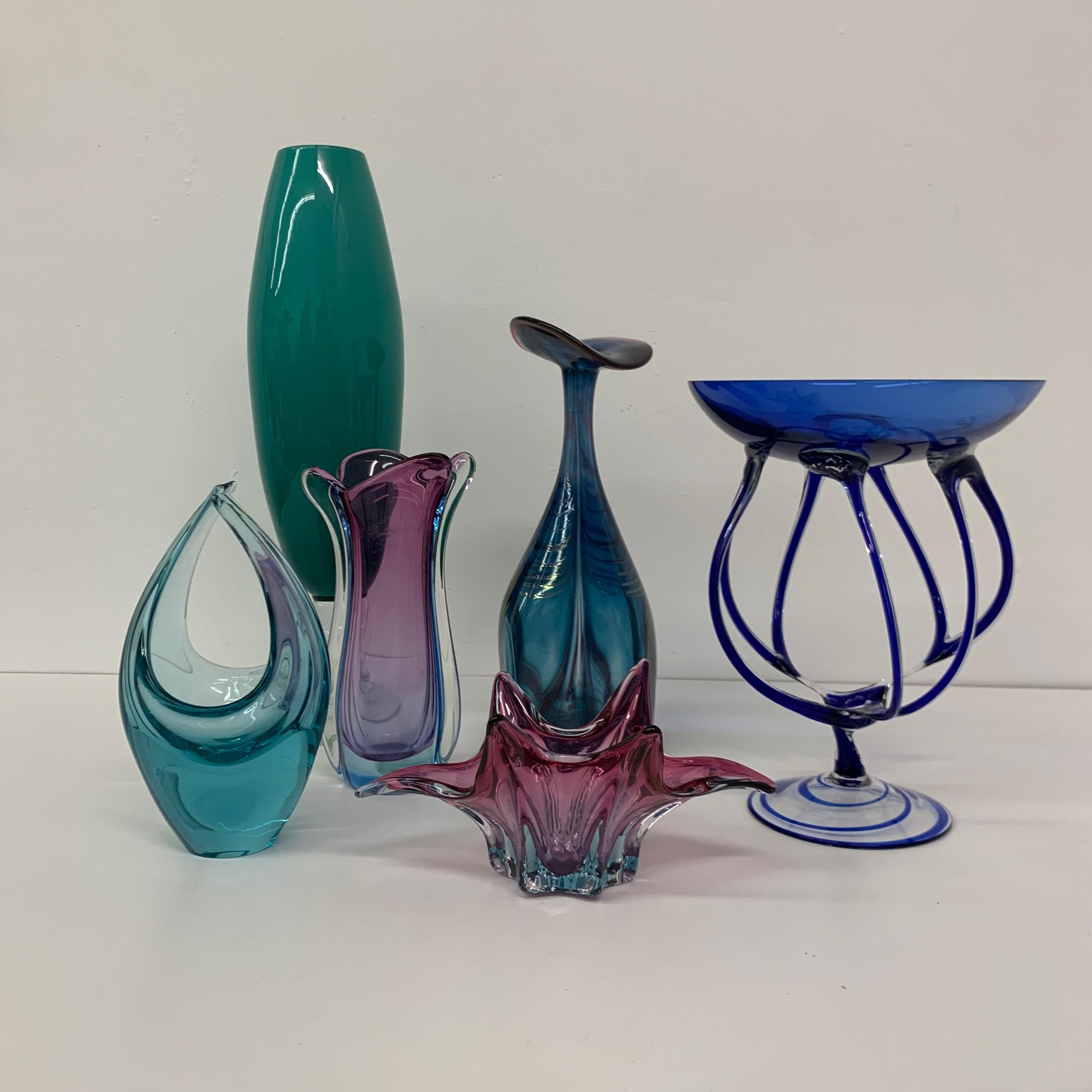 Set of 7 Midcentury Design Glass Vase / Bowl, 1960s For Sale 3