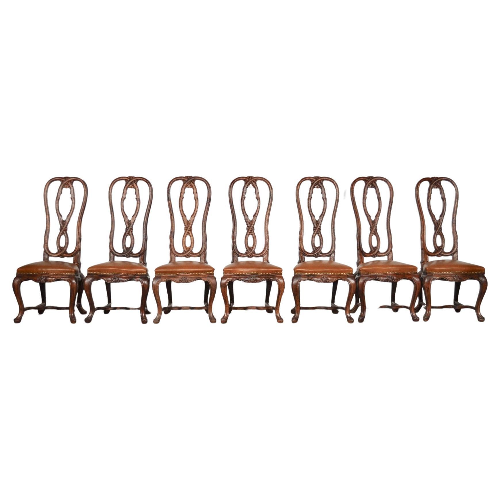 Set of 7 Mid-Century Italian Ash Dining Chairs