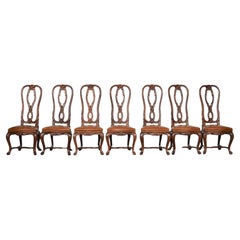 Set of 7 Mid-Century Italian Ash Dining Chairs