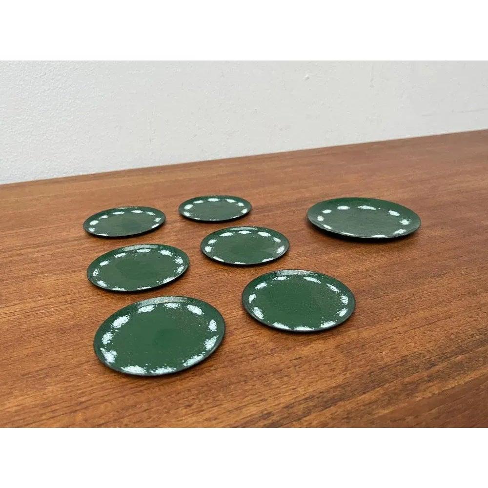 Metallo Set di 7 sottobicchieri in metallo di metà secolo, anni '60 in vendita
