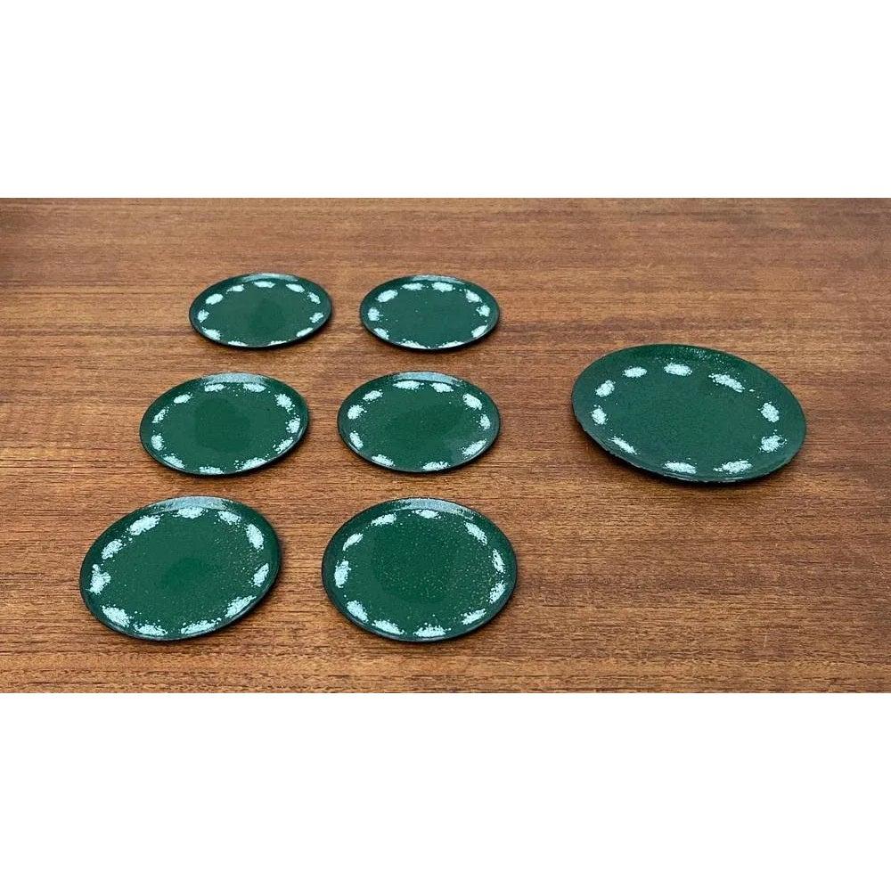Set di 7 sottobicchieri in metallo di metà secolo, anni '60 in vendita 3
