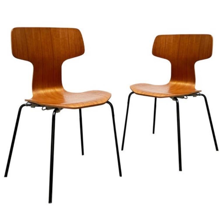 Set di 7 sedie impilabili di metà secolo modello 3103 Hammer di Arne Jacobsen, anni '60 in vendita 5