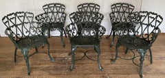Set of 7 Mid-Century Modern Cast Metal Garden Patio Dining Chairs