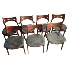 Juego de 7 sillas de comedor modernas de mediados de siglo de Erik Buch 2 sillones escandinavos