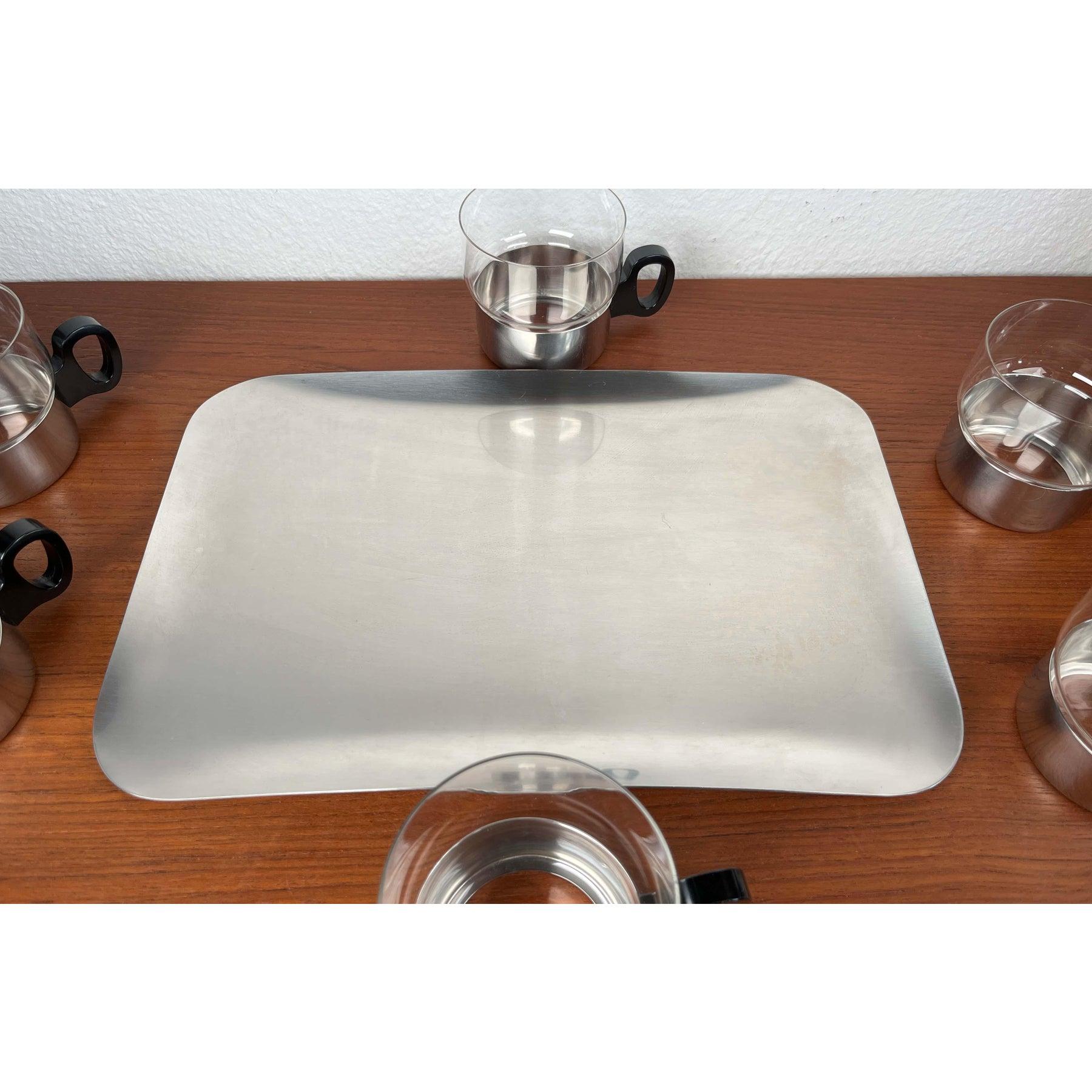 Juego de 7 vasos de té y bandeja alemanes modernos de mediados de siglo de WMF, años 60 en venta 10