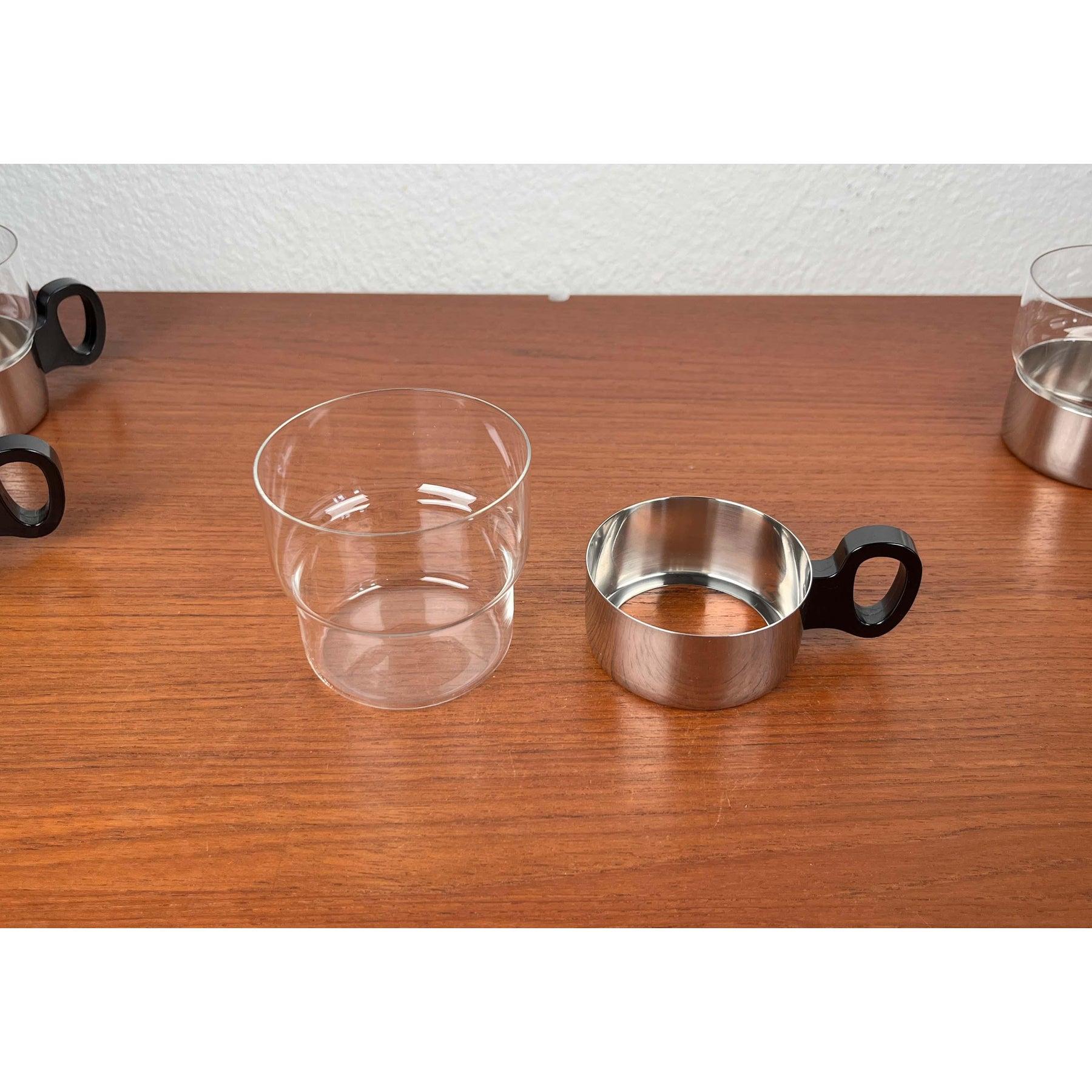 Juego de 7 vasos de té y bandeja alemanes modernos de mediados de siglo de WMF, años 60 Alemán en venta