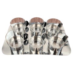 Juego de 7 vasos de té y bandeja alemanes modernos de mediados de siglo de WMF, años 60