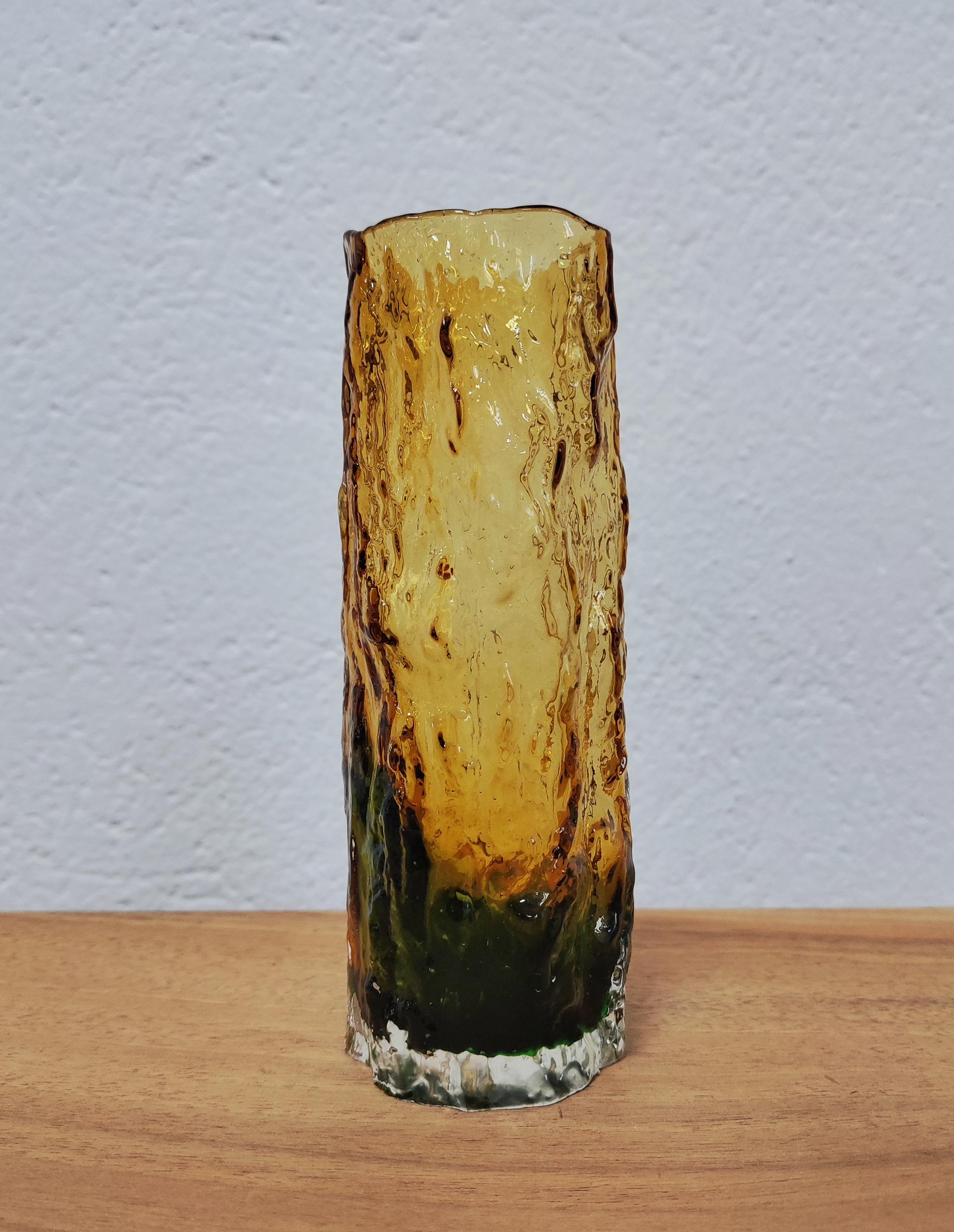 Set of 7 Mid-Century Modern Ingrid Glass Tree Bark Vases, West Germany, 1970s 5