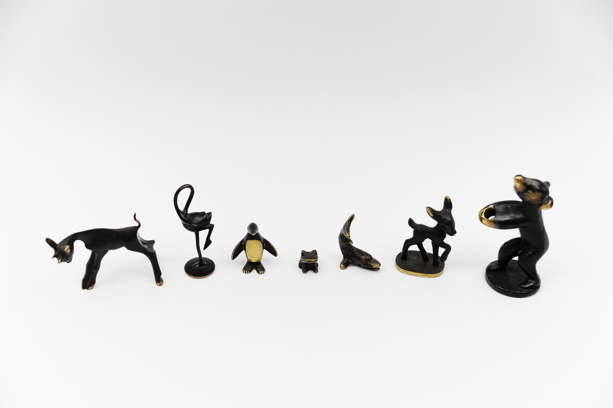 Mid-Century Modern Ensemble de 7 animaux massifs en laiton, The Modernity, Autriche, années 1960 en vente