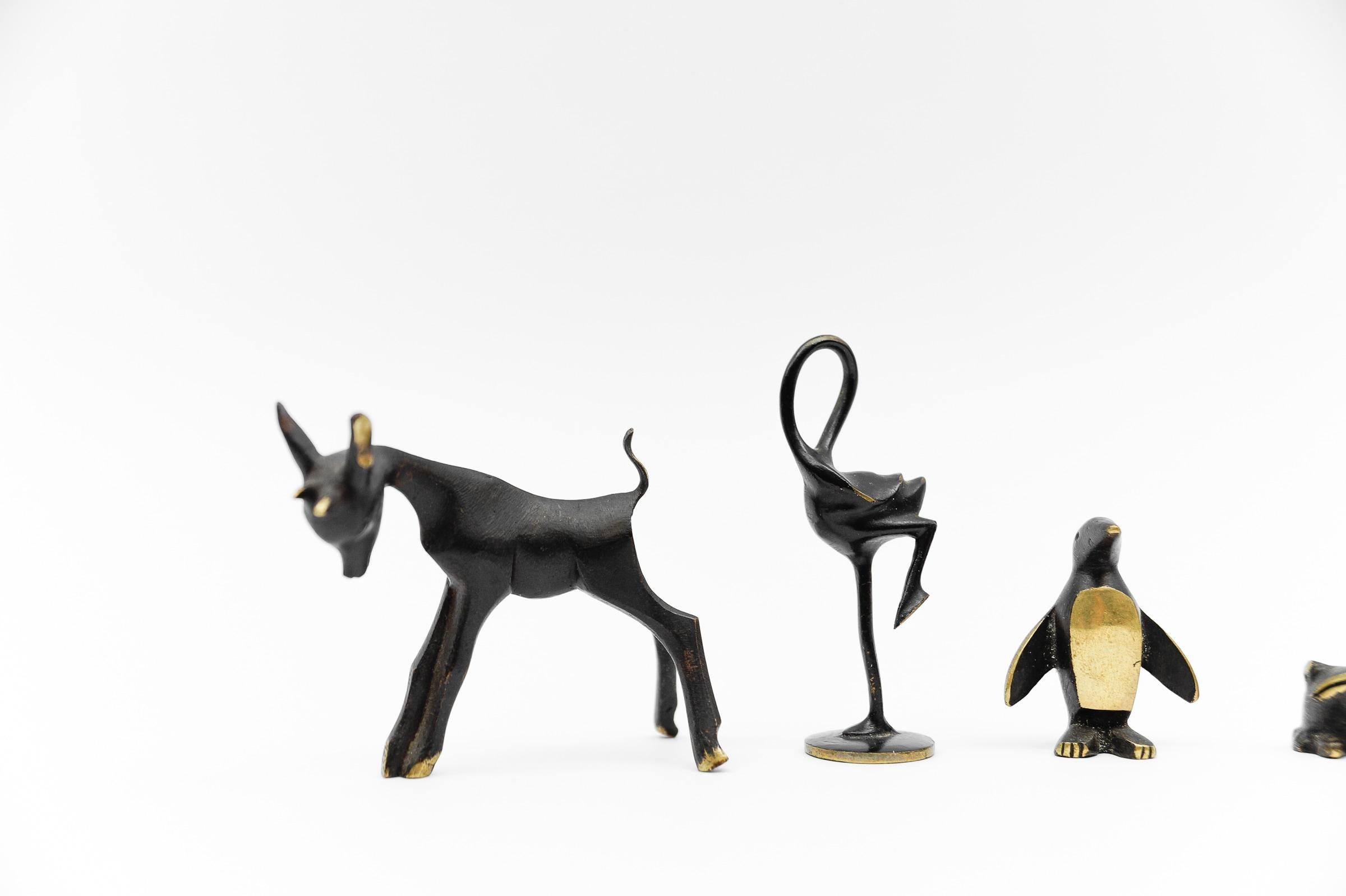 Autrichien Ensemble de 7 animaux massifs en laiton, The Modernity, Autriche, années 1960 en vente