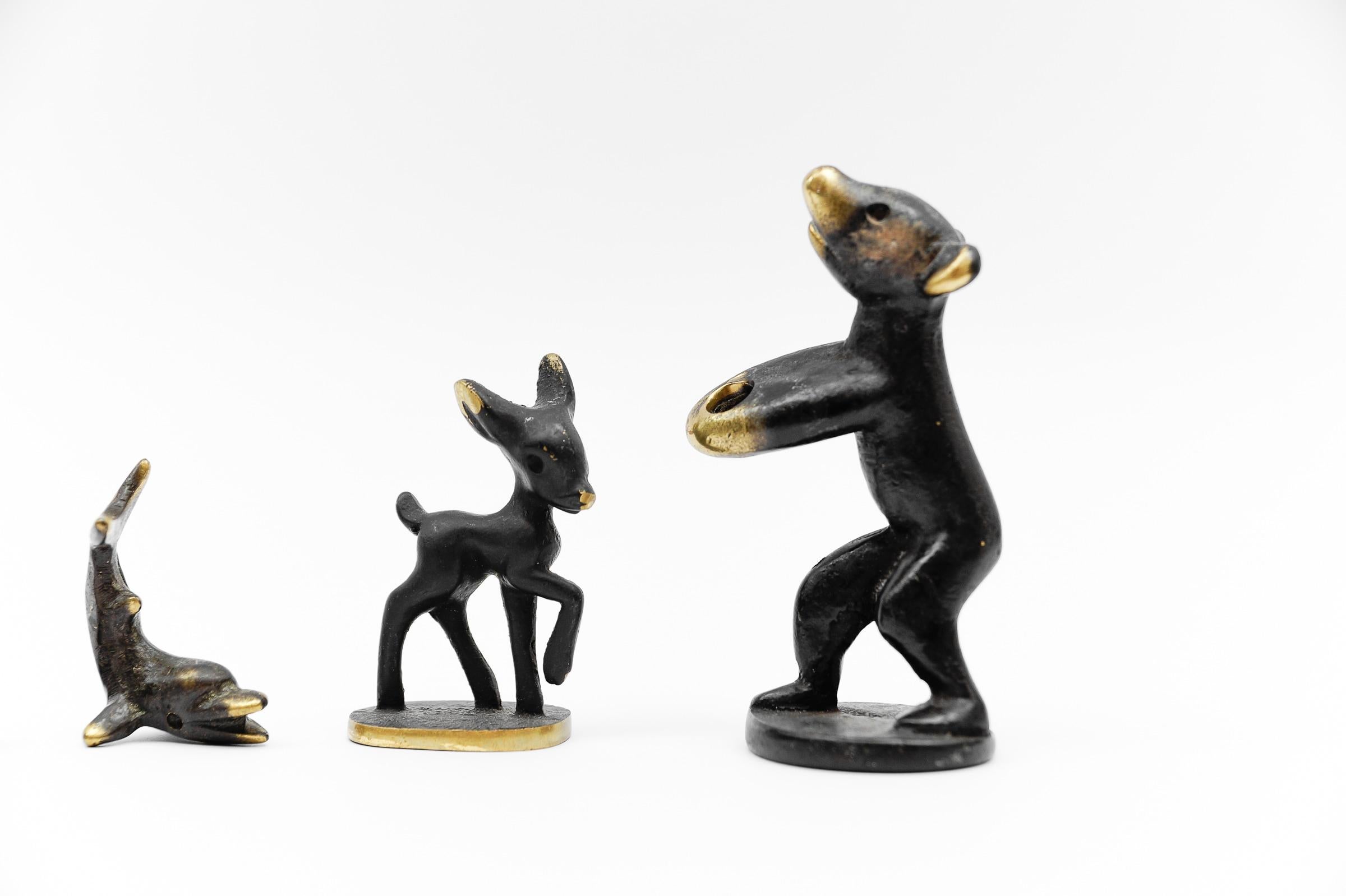 Milieu du XXe siècle Ensemble de 7 animaux massifs en laiton, The Modernity, Autriche, années 1960 en vente