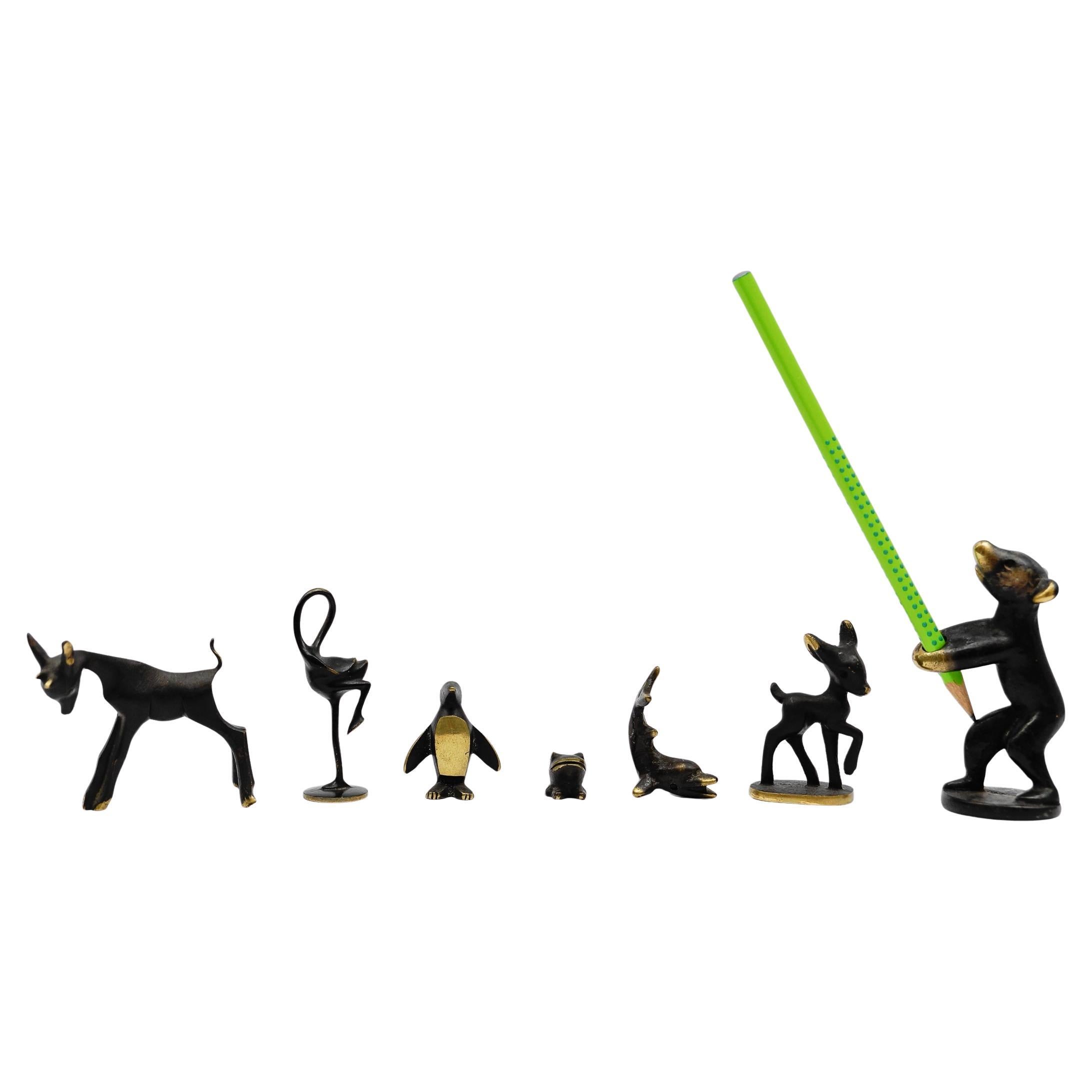 Set of 7 Mid-Century Modern Massive Brass Animals, Austria, 1960s