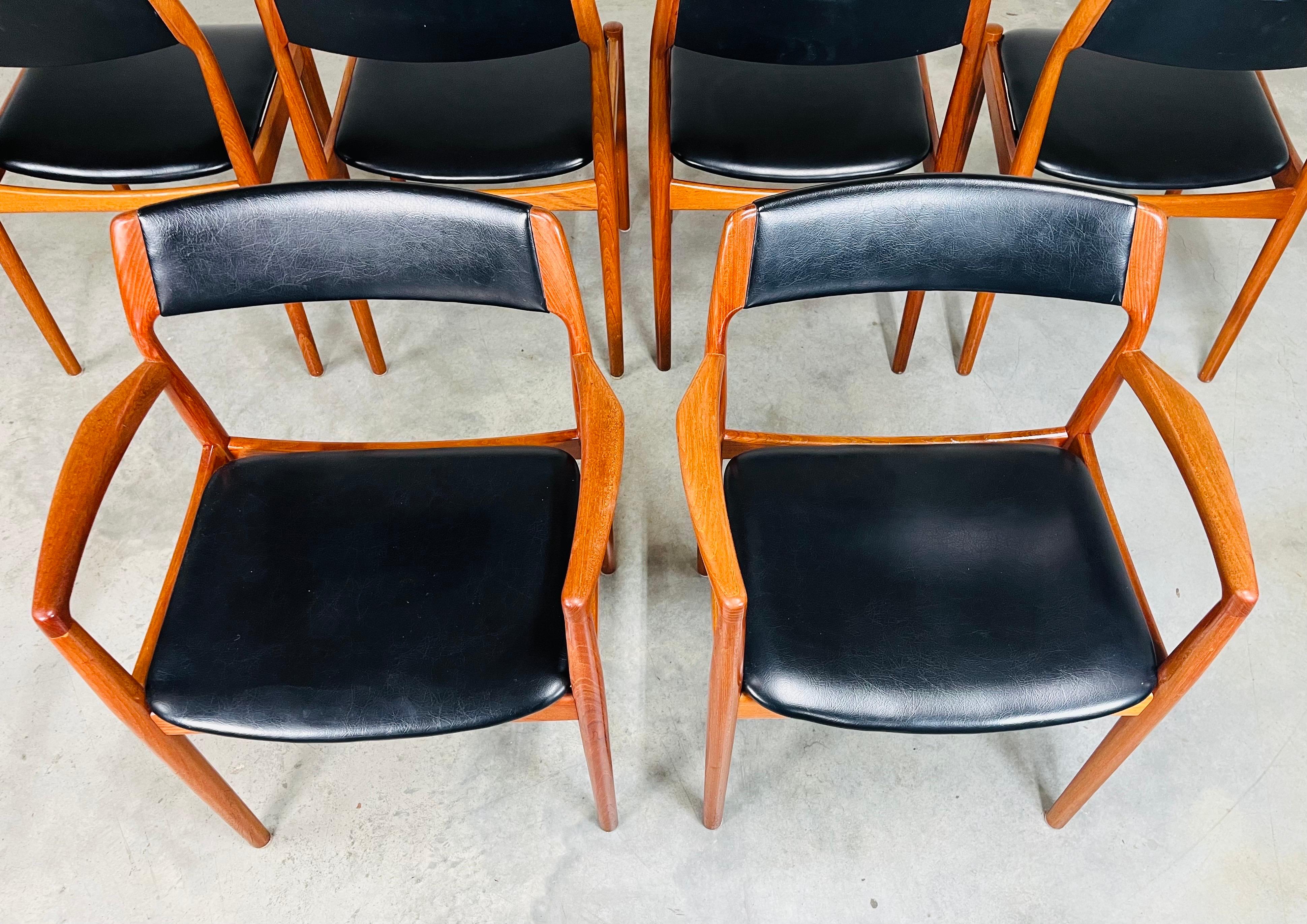 Set di 7 sedie da pranzo danesi di metà secolo in teak di Niels Otto Moller anni '60 in vendita 2