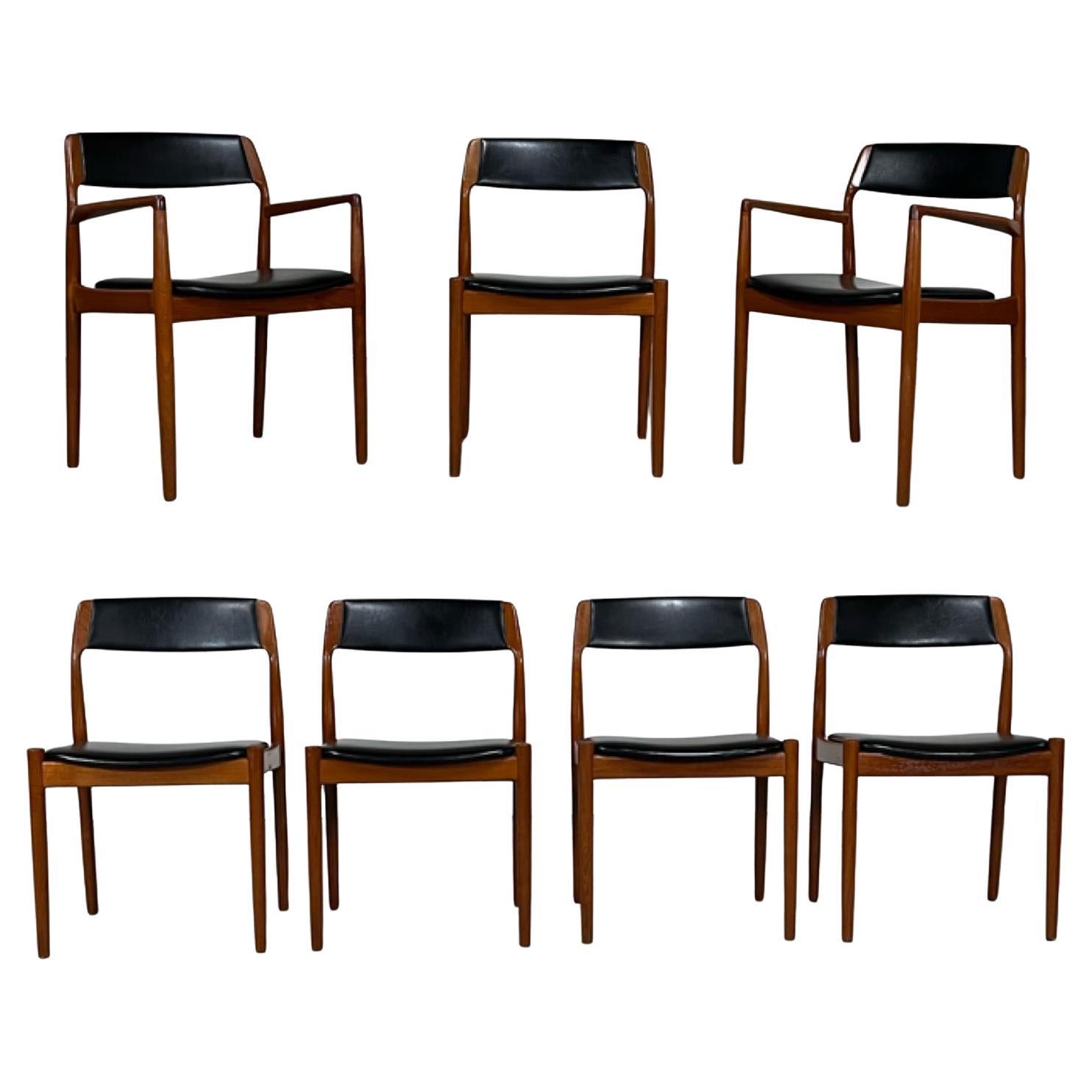 Set Of 7 Mid-Century Teak Danish Dining Chairs After Niels Otto Moller 1960s