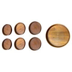 Juego de 7 cuencos de madera de mediados de siglo, años 60