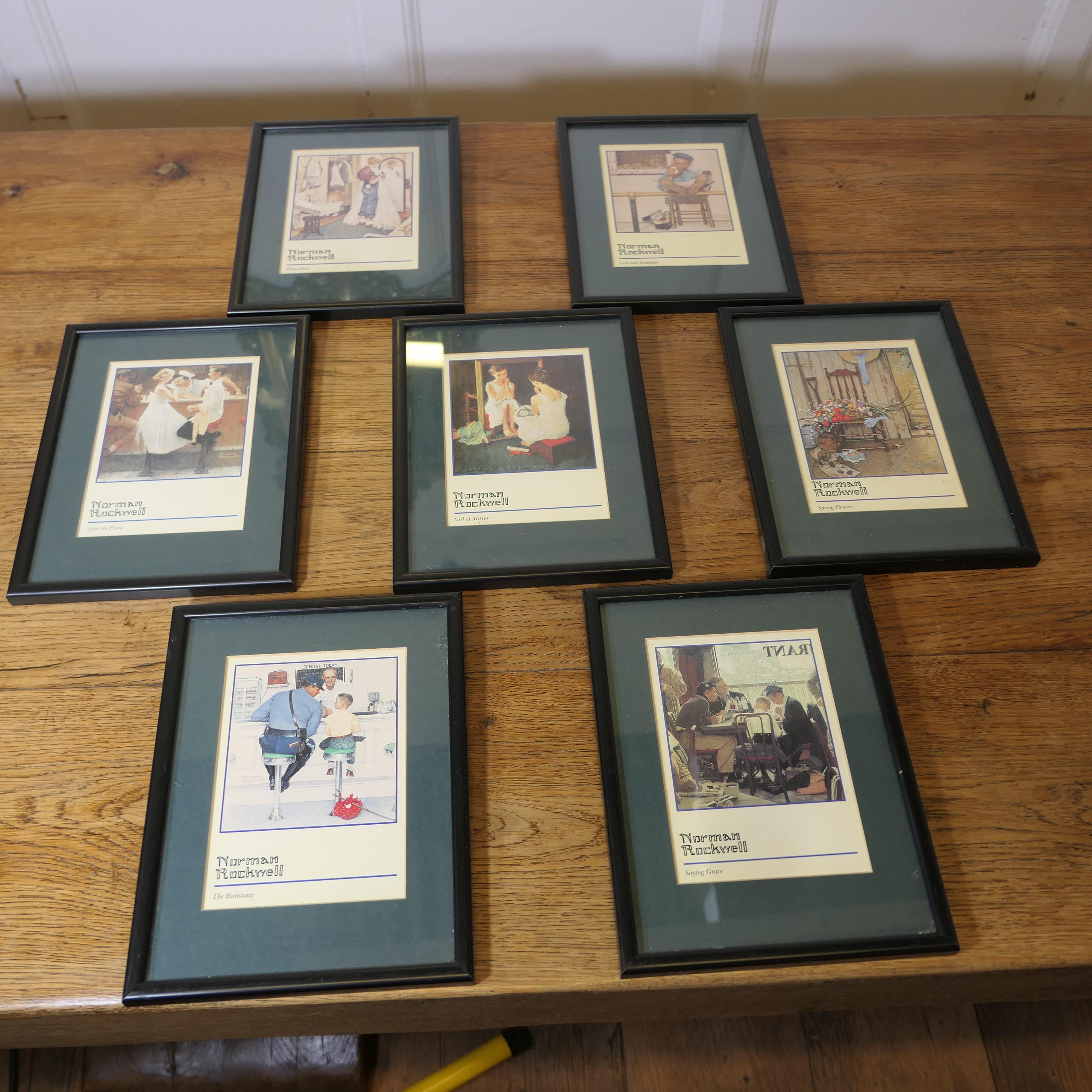Set of 7 Mounted and Framed Norman Rockwell Prints  A charming set of 7 For Sale 1