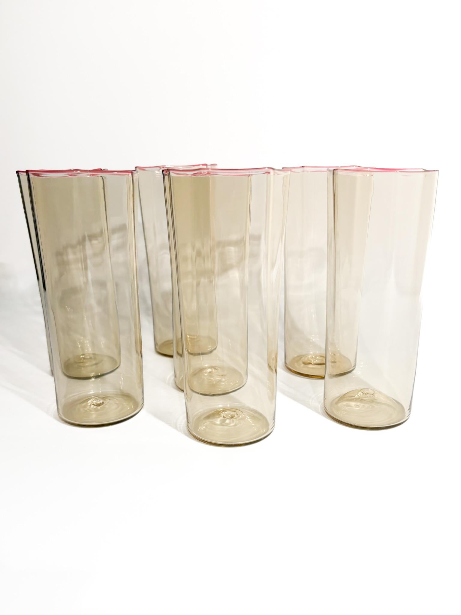 Juego de 7 copas de cristal de Murano de Carlo Scarpa para Venini Años 30 en Bueno Estado en Milano, MI