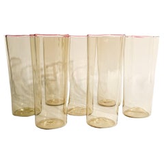 Juego de 7 copas de cristal de Murano de Carlo Scarpa para Venini Años 30