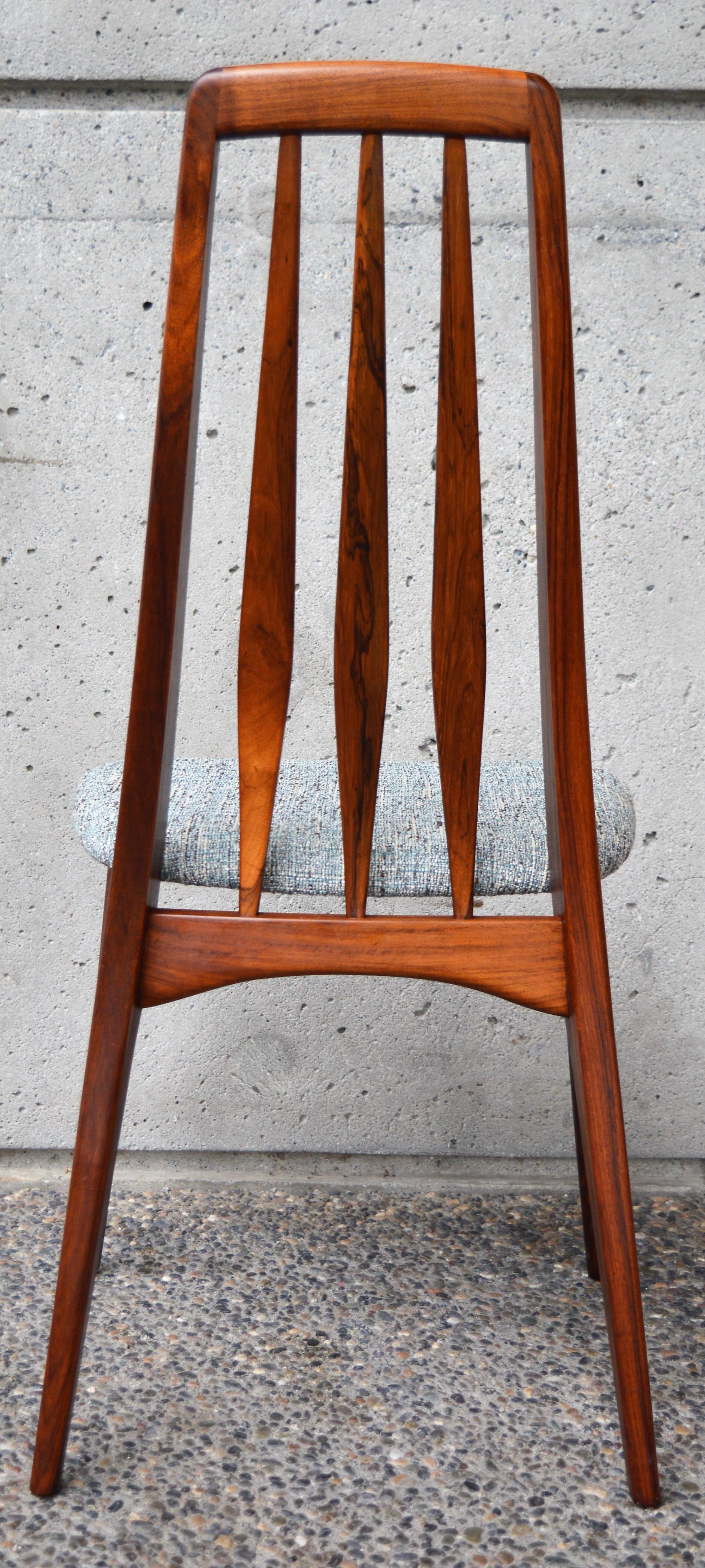 Set of 7 Niels Koefoed Restored Rosewood Eva Chairs in Blue - Koefoeds Hornslet (Moderne der Mitte des Jahrhunderts)