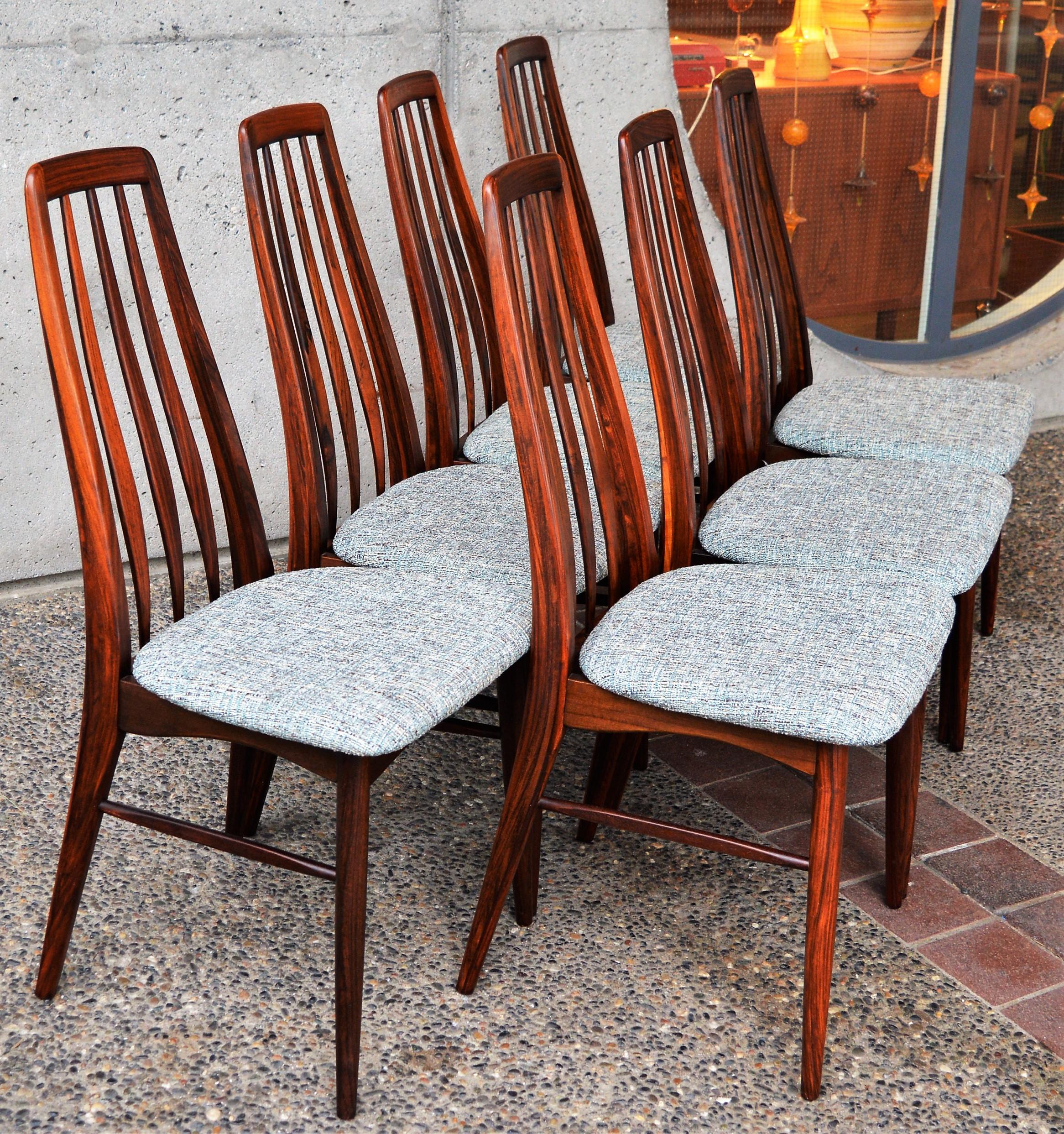 Set of 7 Niels Koefoed Restored Rosewood Eva Chairs in Blue - Koefoeds Hornslet (Dänisch)