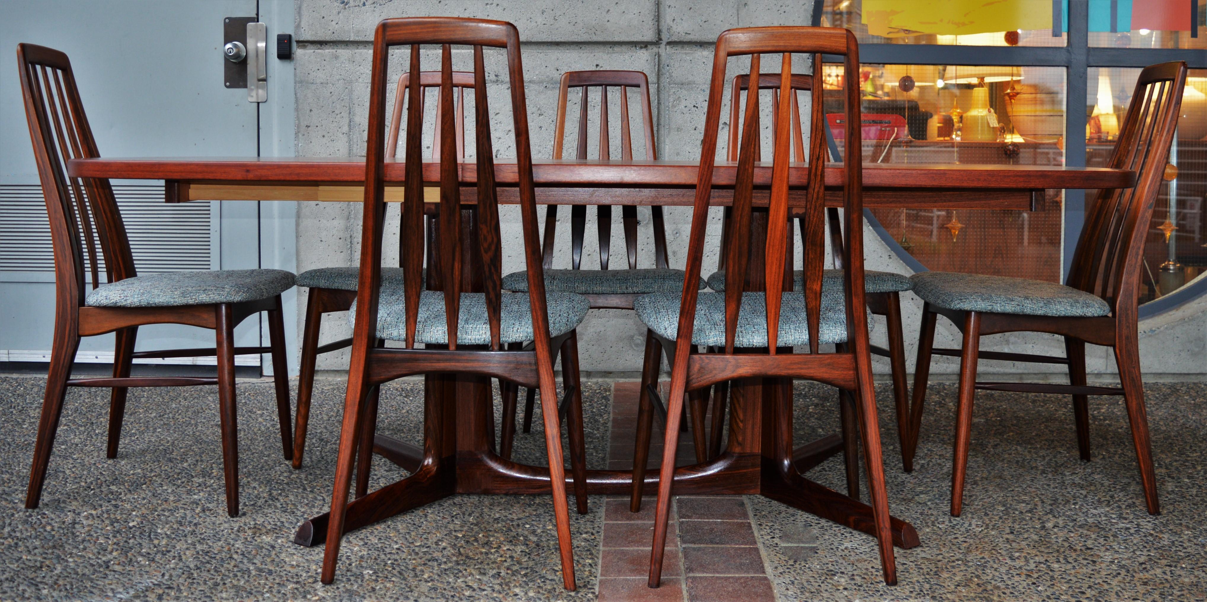 Set of 7 Niels Koefoed Restored Rosewood Eva Chairs in Blue - Koefoeds Hornslet im Zustand „Gut“ in New Westminster, British Columbia