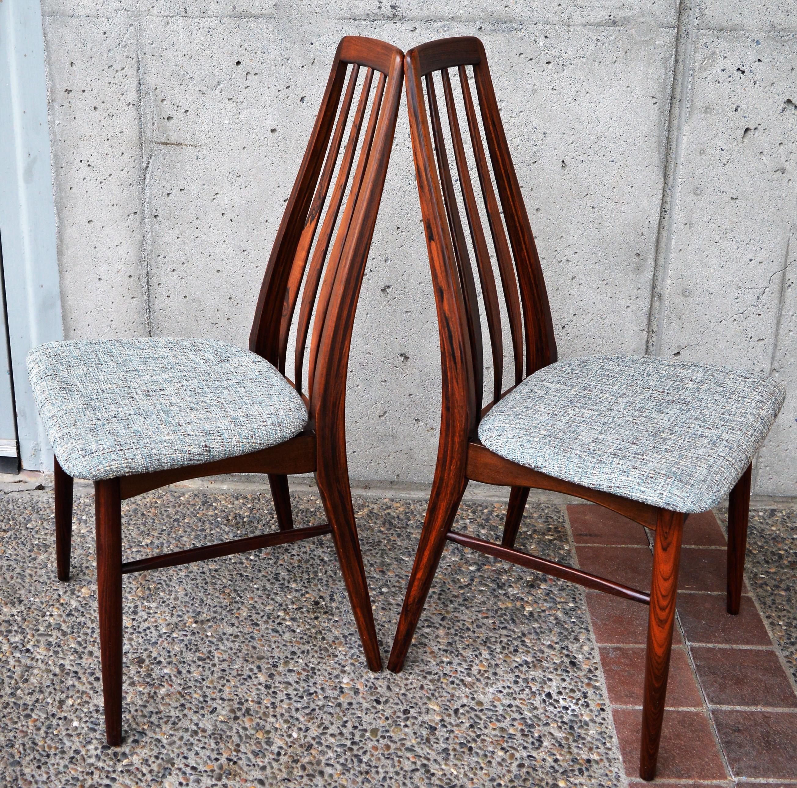 Set of 7 Niels Koefoed Restored Rosewood Eva Chairs in Blue - Koefoeds Hornslet (Mitte des 20. Jahrhunderts)