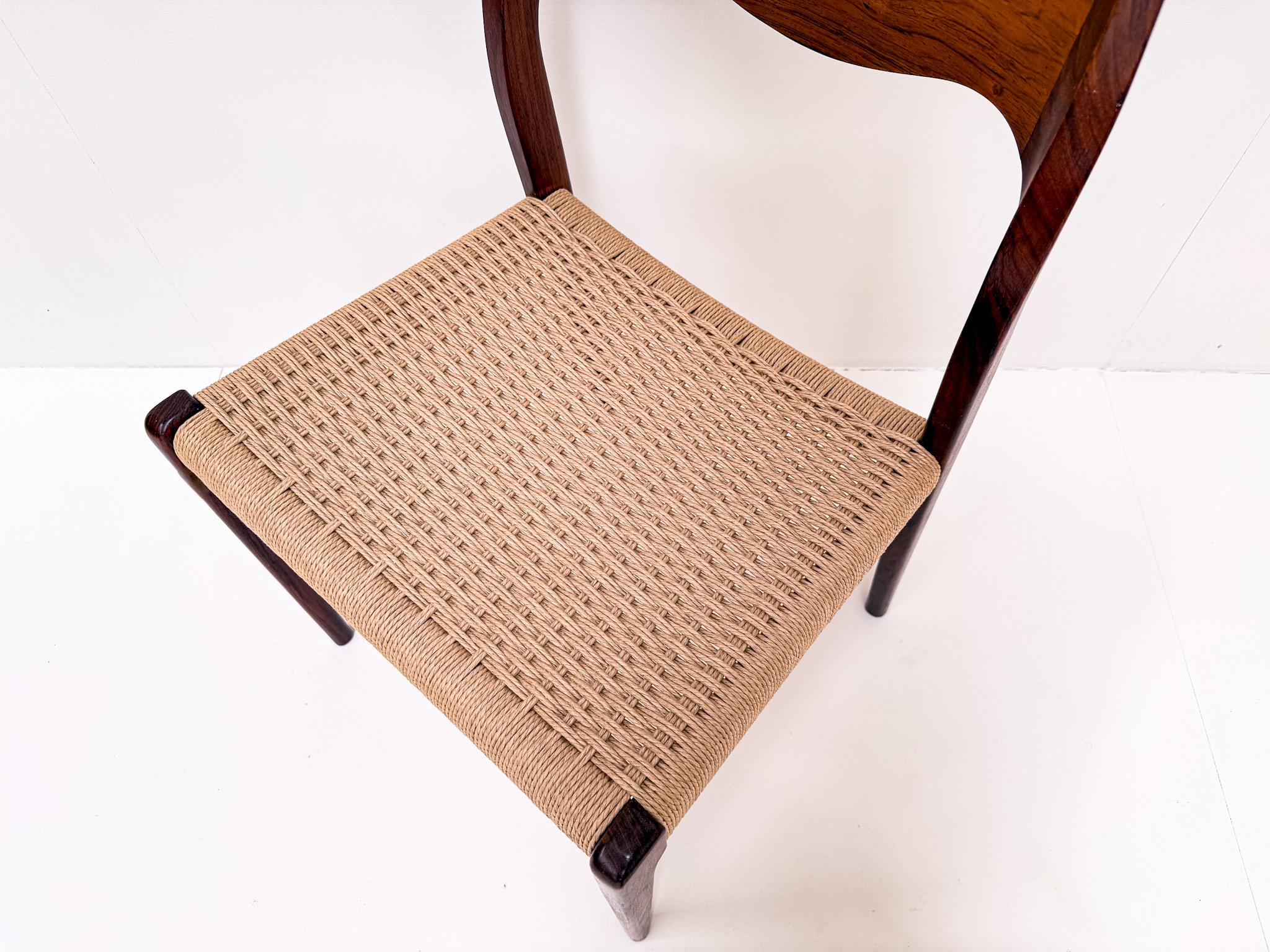 Set of 7 Niels Møller Model 71 Rosewood Dining Chairs, Denmark 1960s en vente 1