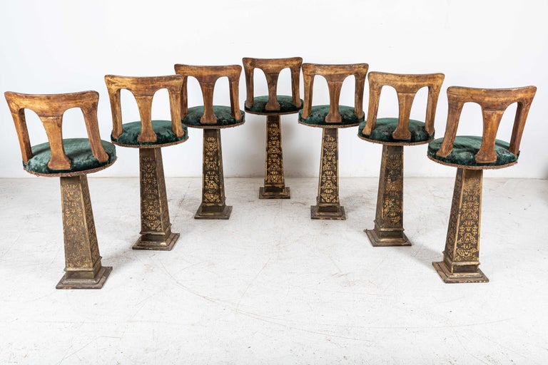 Set of 7 Parisian Gilt Bar Stools at 1stDibs