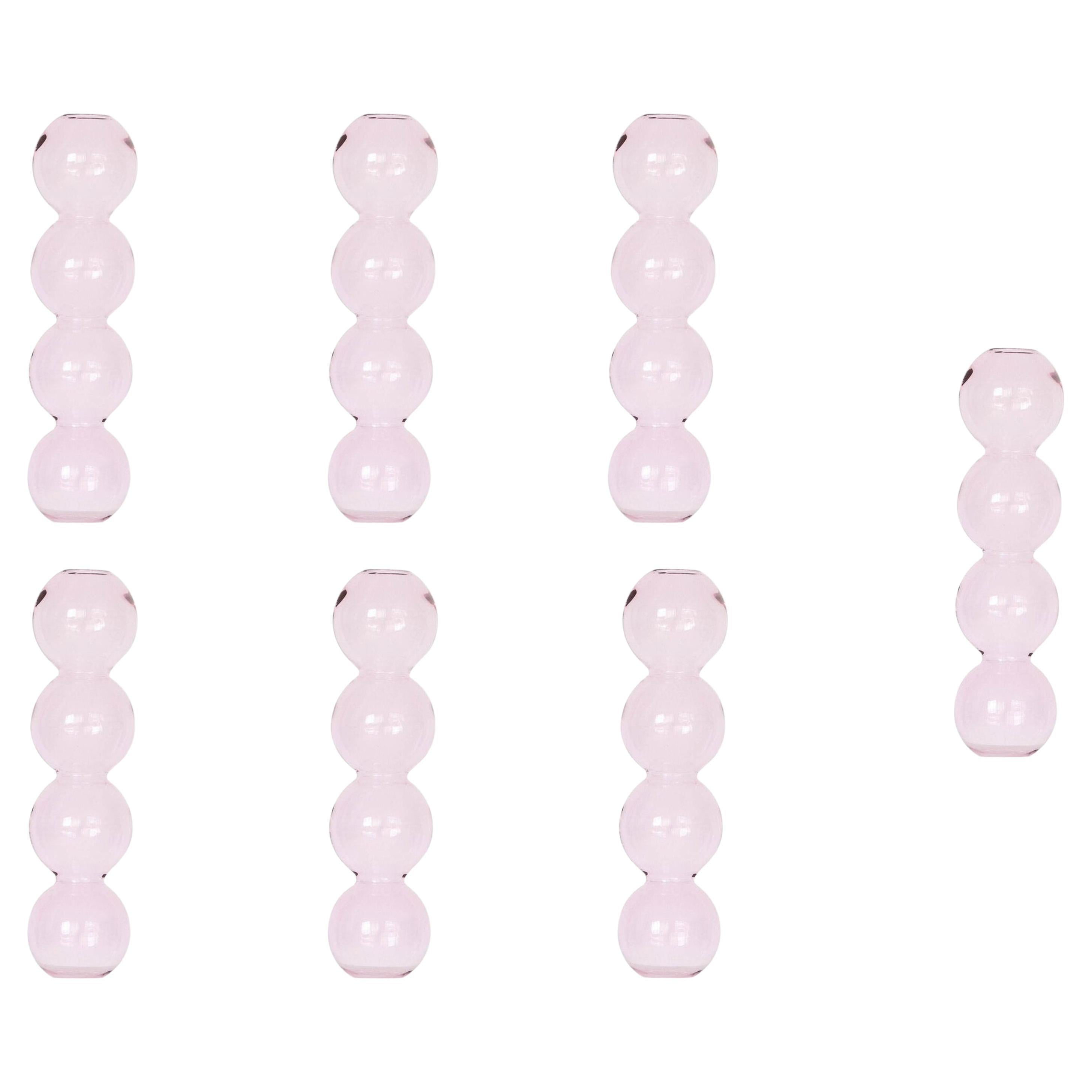 Ensemble de 7 vases à bulles roses de Valeria Vasi