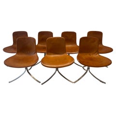 Juego de 7 sillas de comedor Poul Kjaerholm modelo PK9 Primera edición E. Kold 1961