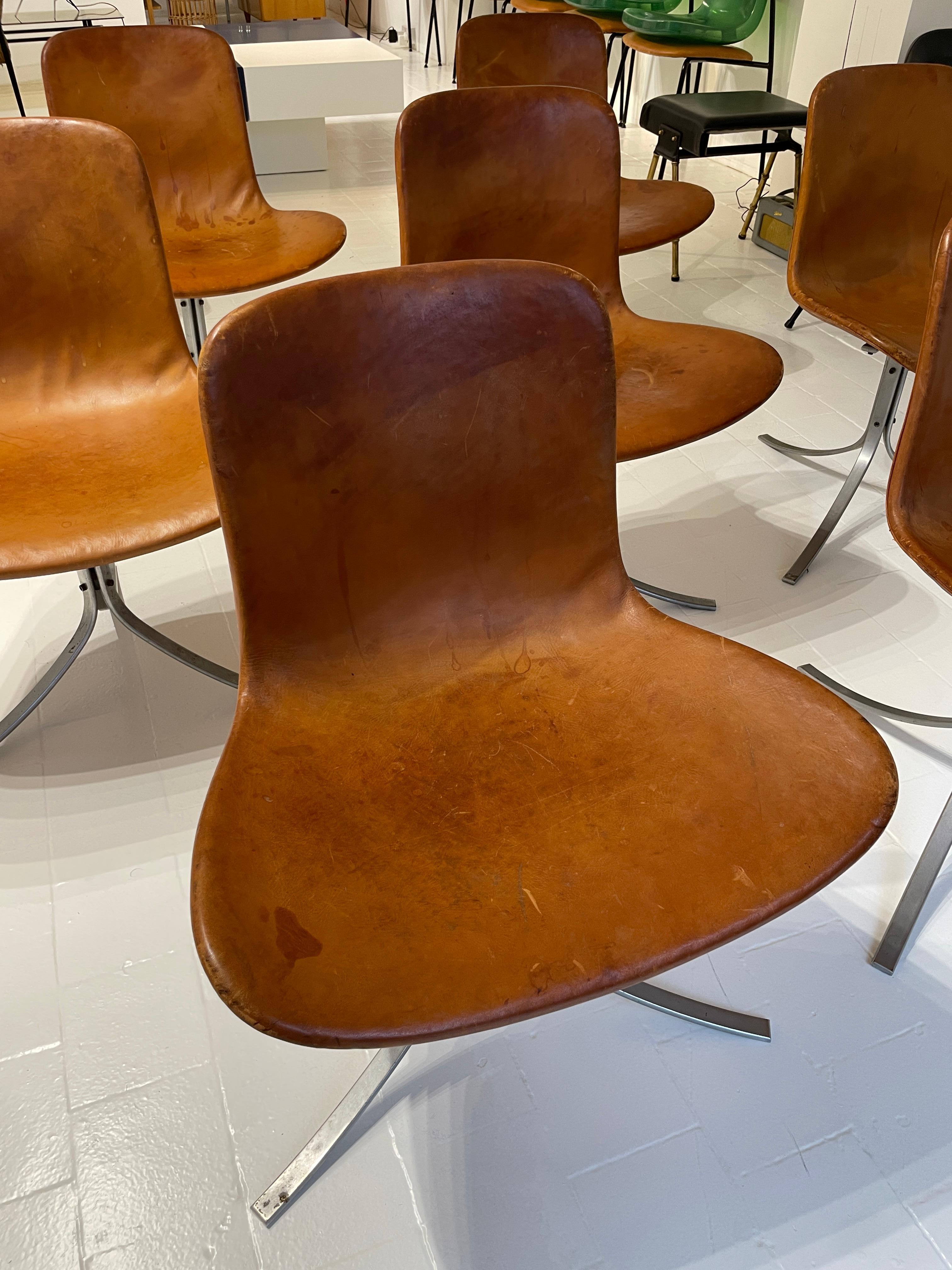 Ensemble de 7 chaises de salle à manger Poul Kjaerholm modèle PK9  Première édition  E. Kold  1961 en vente 3