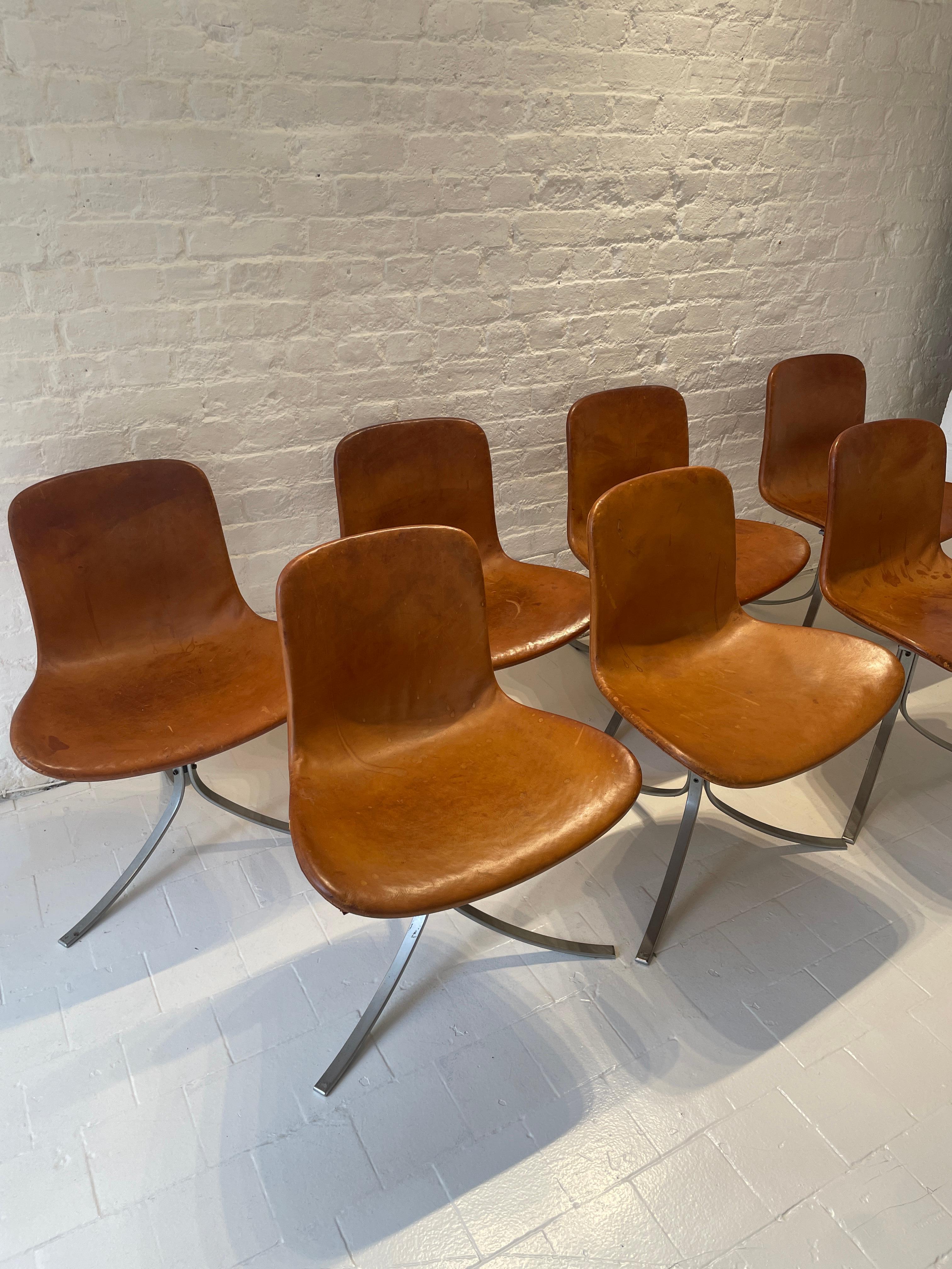 Set of 7 Poul Kjaerholm model PK9 Dining Chairs  First Edition  E. Kold  1961