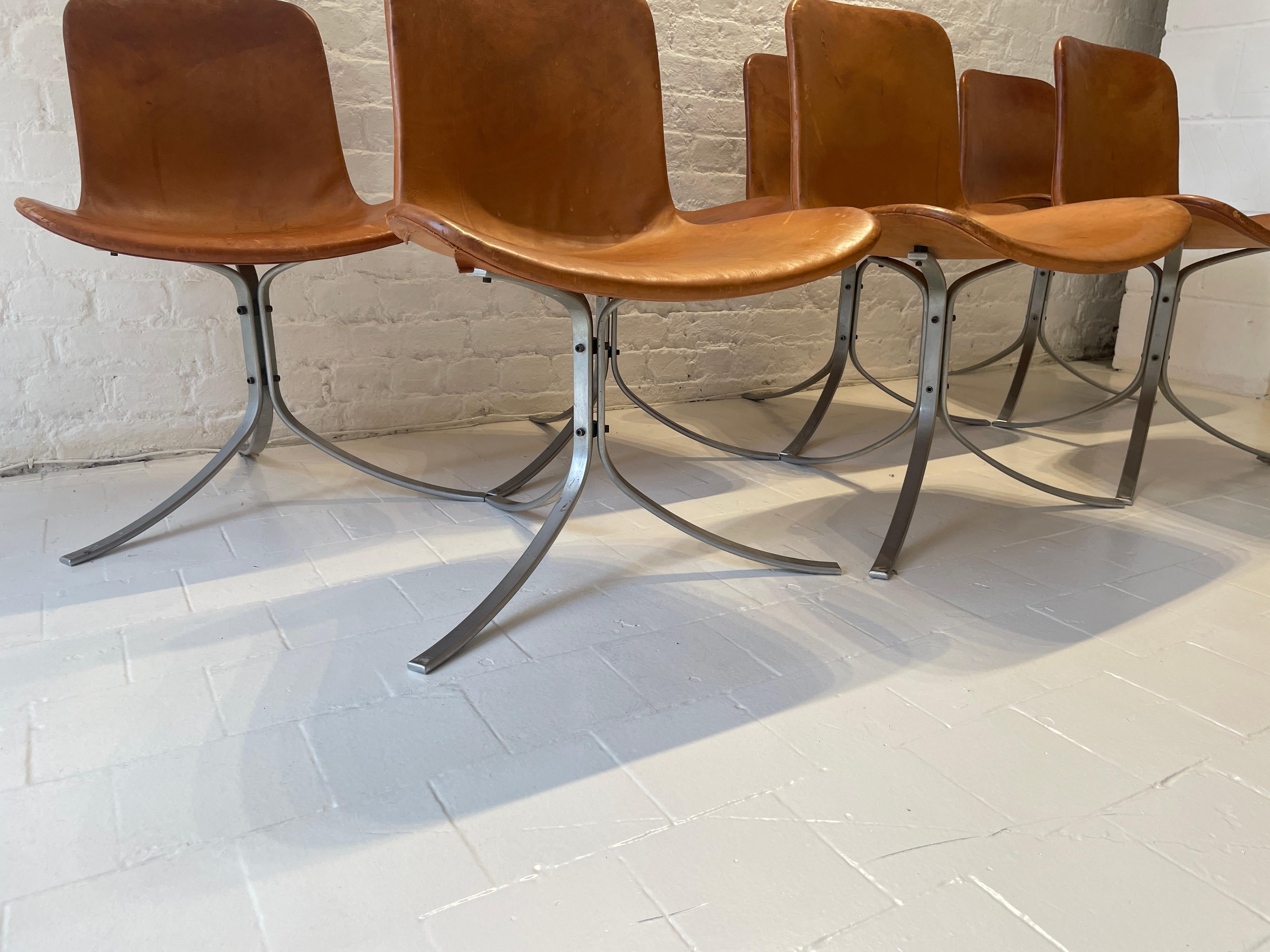 Danois Ensemble de 7 chaises de salle à manger Poul Kjaerholm modèle PK9  Première édition  E. Kold  1961 en vente