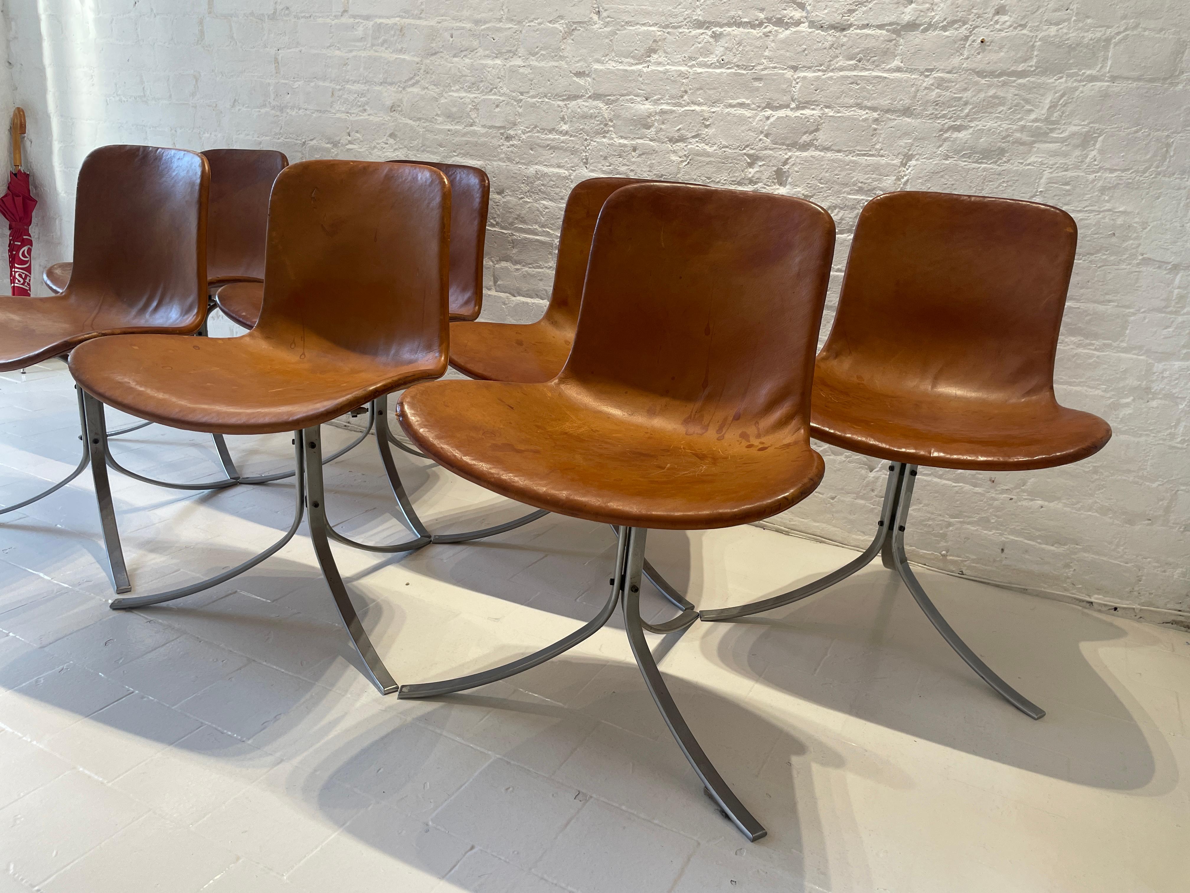 Autre Ensemble de 7 chaises de salle à manger Poul Kjaerholm modèle PK9  Première édition  E. Kold  1961 en vente