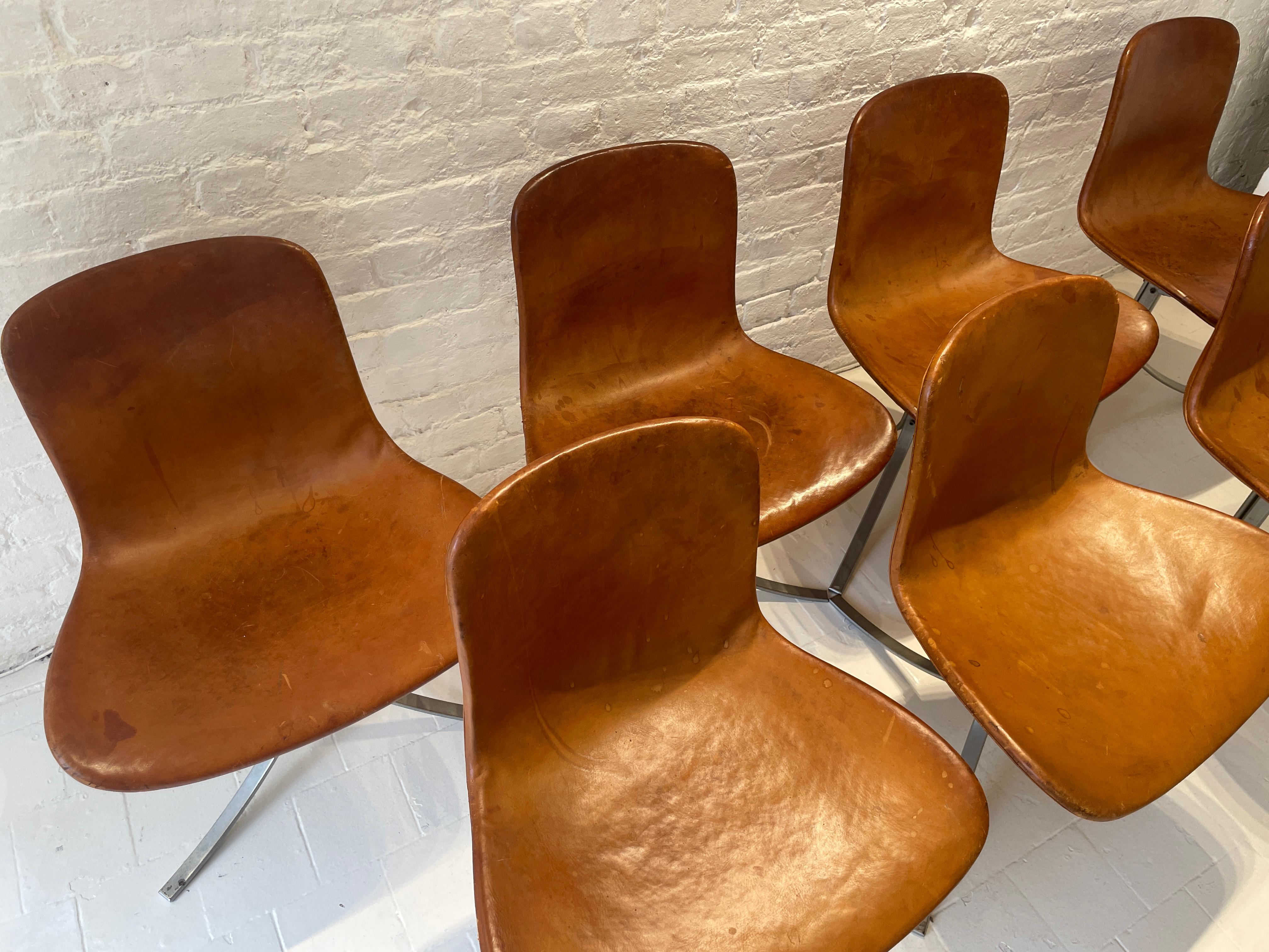 Milieu du XXe siècle Ensemble de 7 chaises de salle à manger Poul Kjaerholm modèle PK9  Première édition  E. Kold  1961 en vente