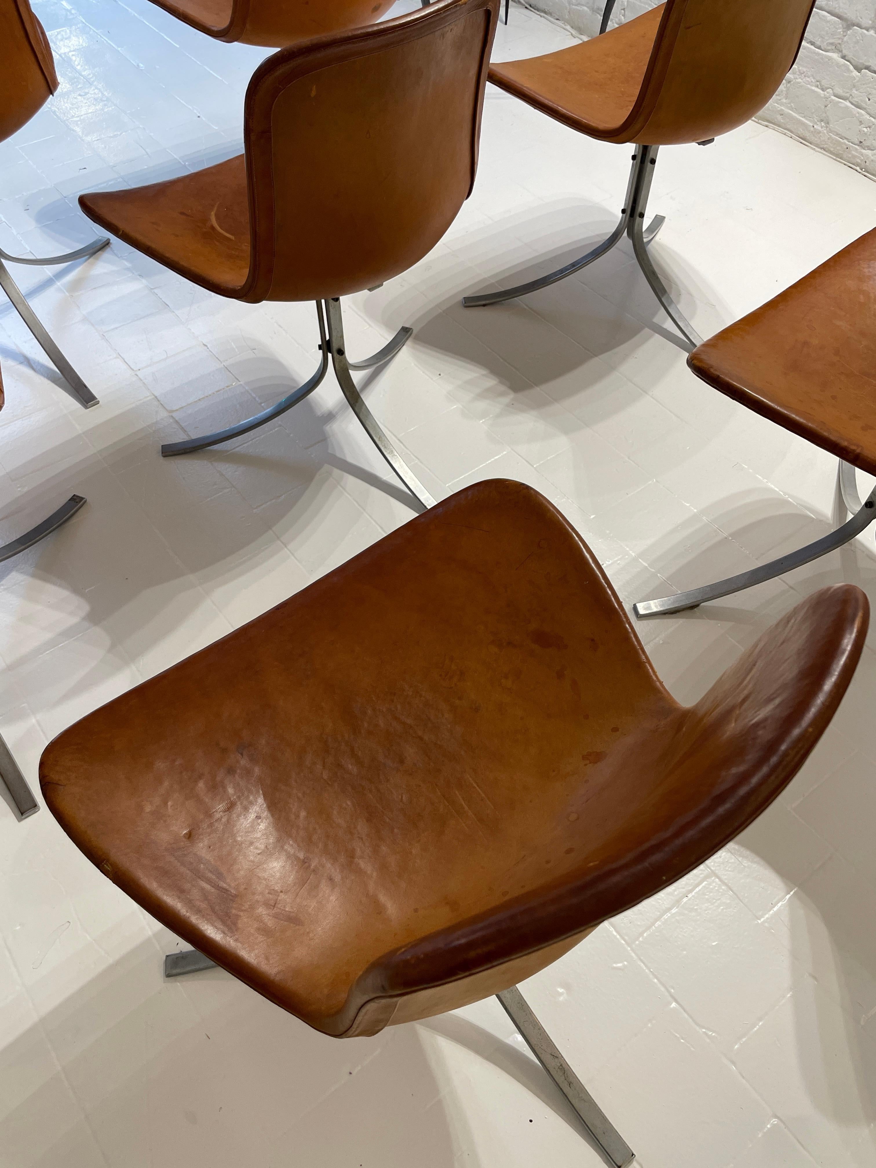 Ensemble de 7 chaises de salle à manger Poul Kjaerholm modèle PK9  Première édition  E. Kold  1961 en vente 1