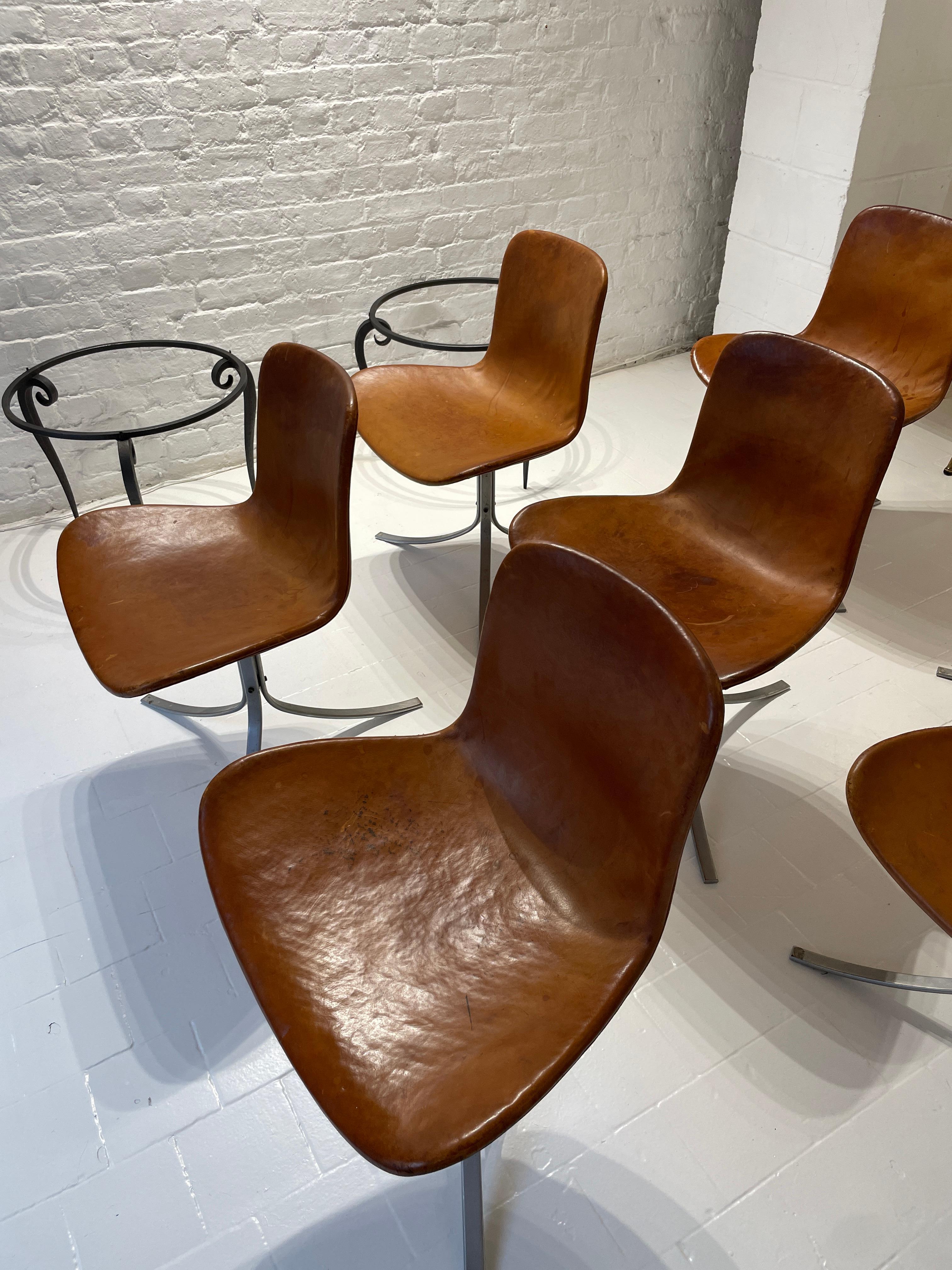 Ensemble de 7 chaises de salle à manger Poul Kjaerholm modèle PK9  Première édition  E. Kold  1961 en vente 2