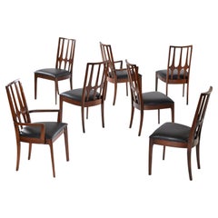 Set of 7 Restored Broyhill Brasilia Mid-Century Modern Walnut Dining Chairs