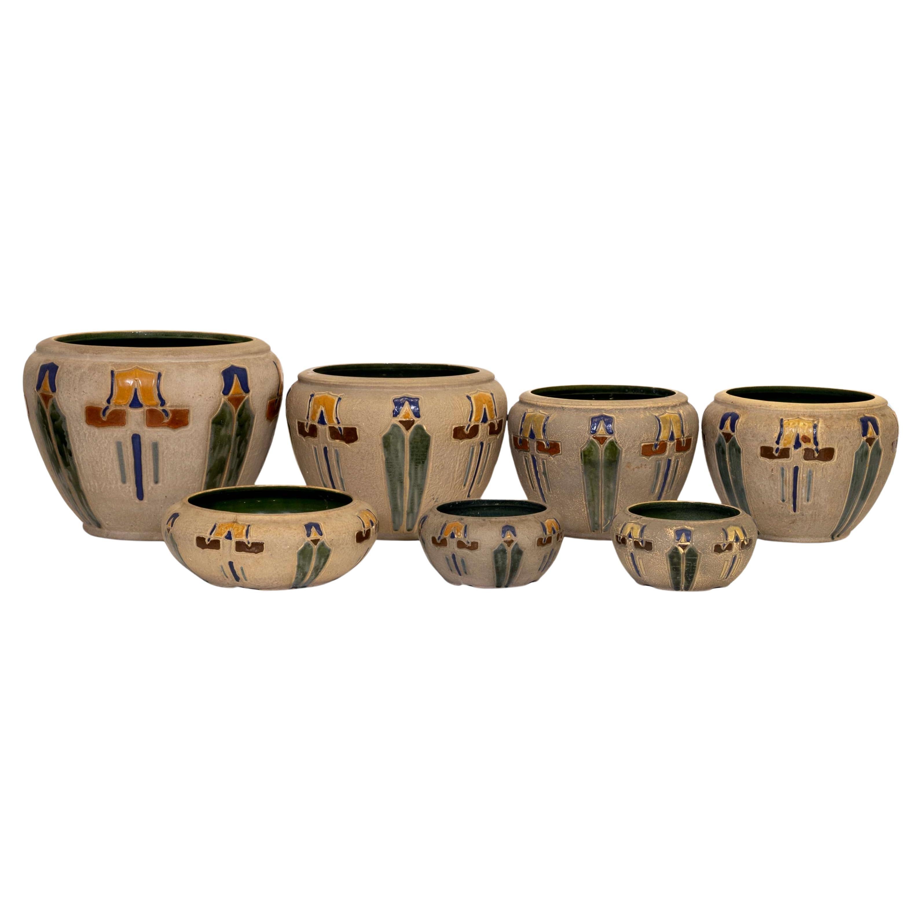 Set of 7 Roseville Ceramic Pottery Pieces Arts & Crafts Early 20th Century