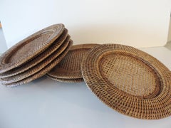Set of '7' Round Woven Rattan Plate Chargers